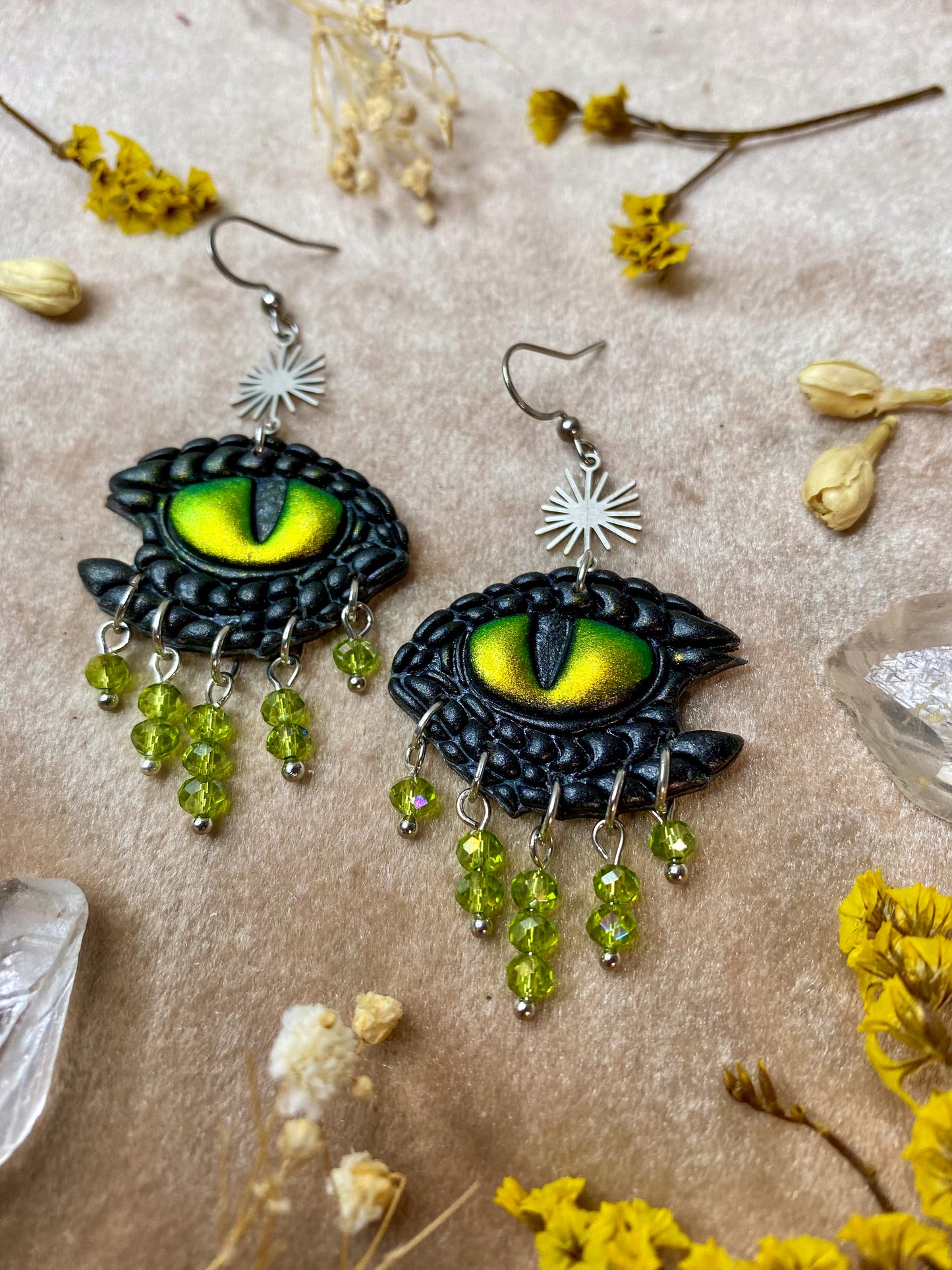 Dragon Tears Earrings - Black and Green