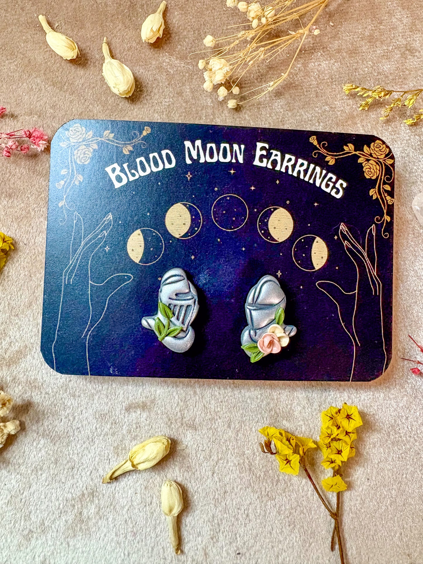 Floral Knight Stud Earrings