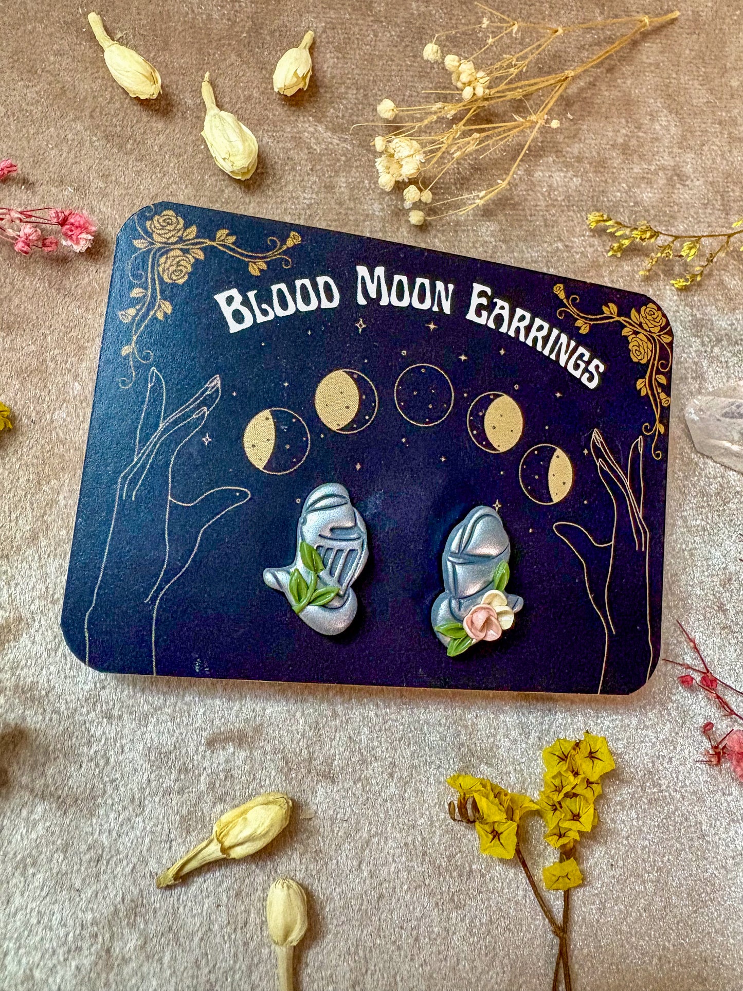 Floral Knight Stud Earrings