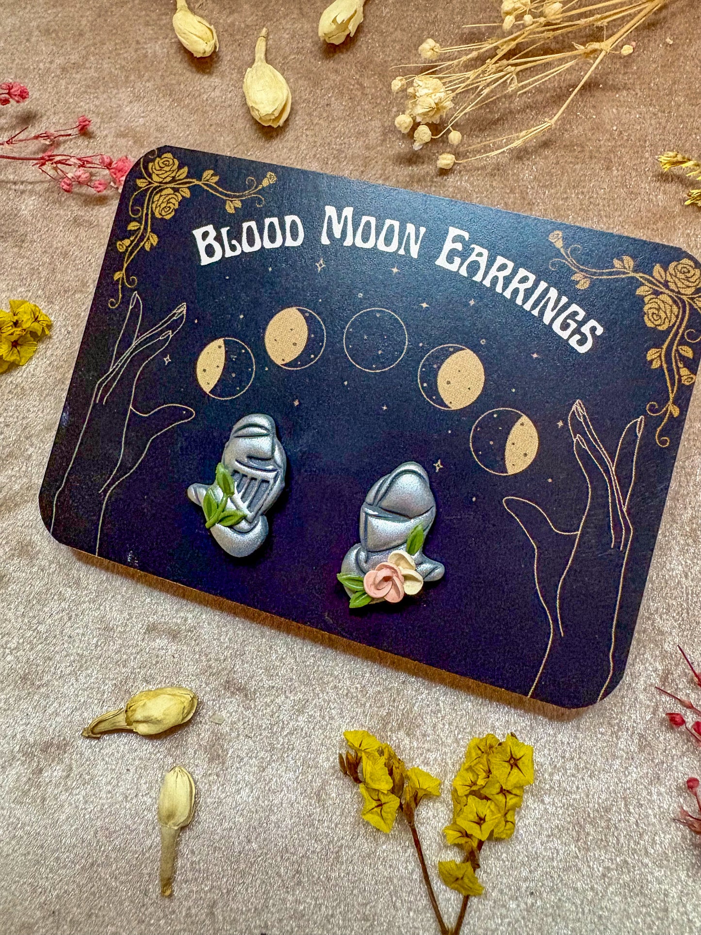 Floral Knight Stud Earrings