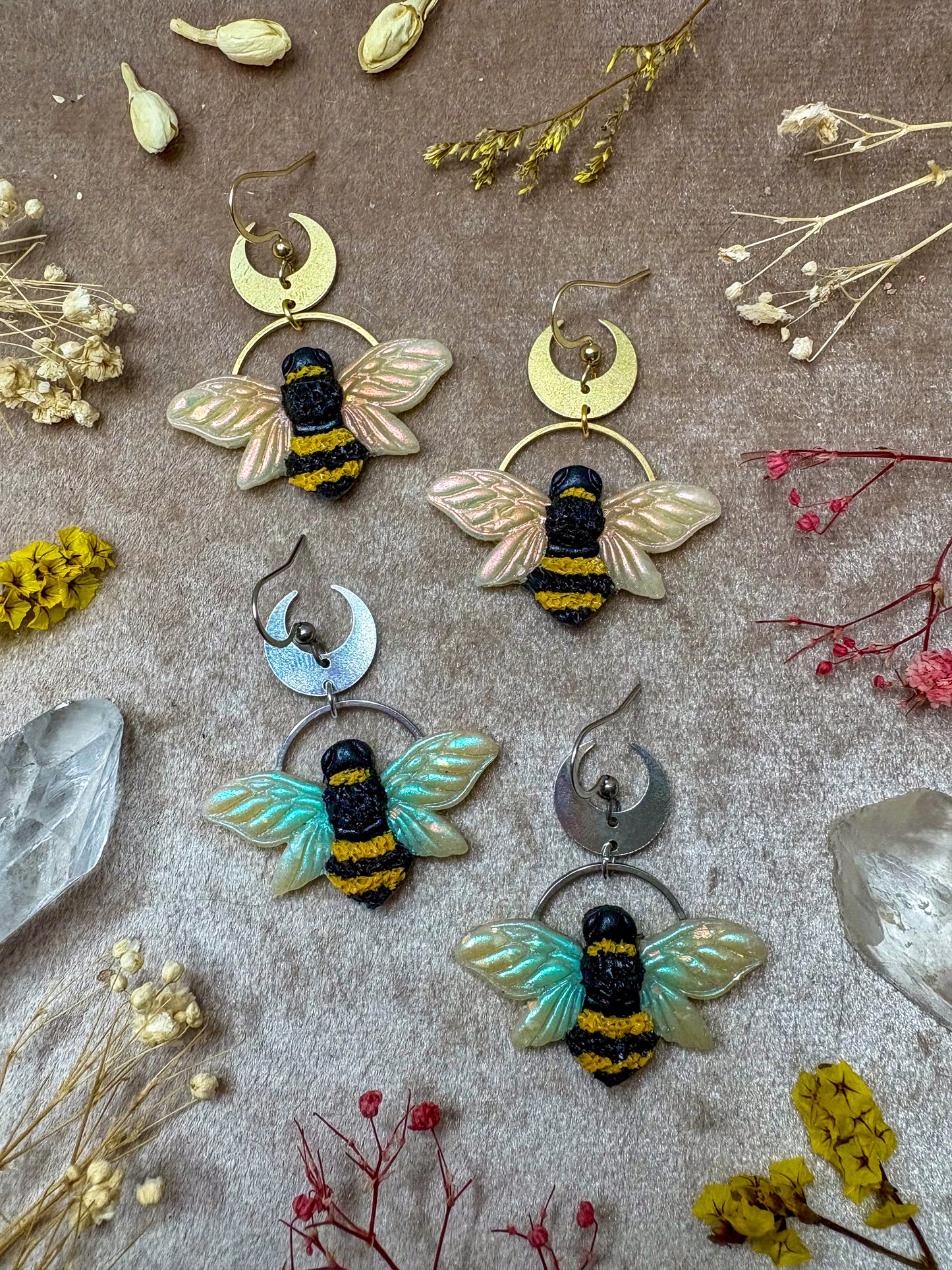 Iridescent Bee Earrings