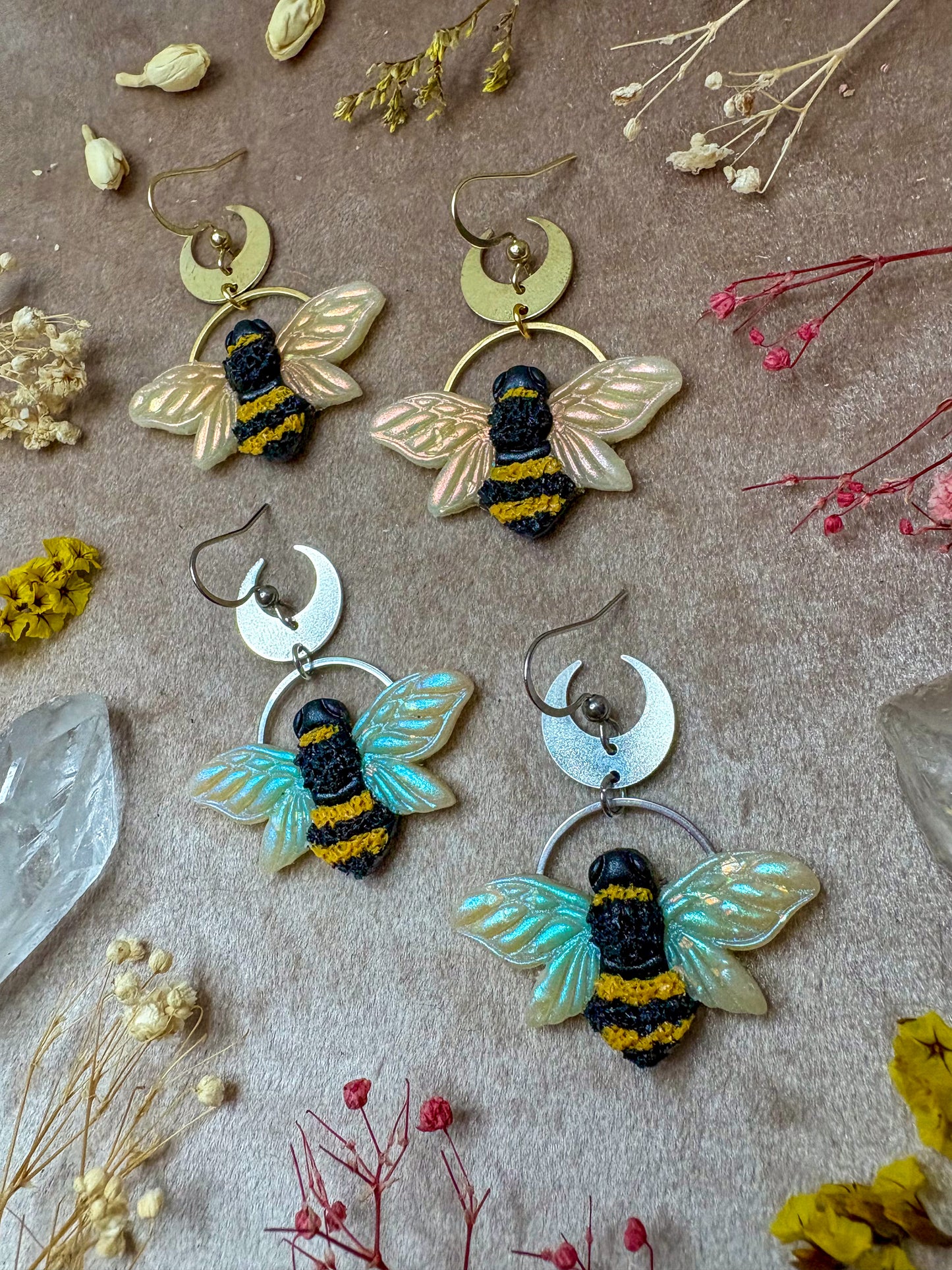 Iridescent Bee Earrings