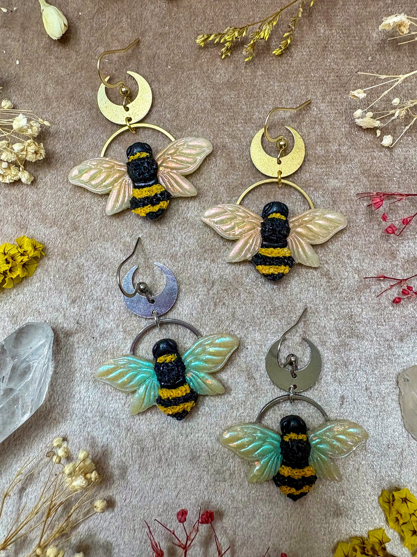 Iridescent Bee Earrings