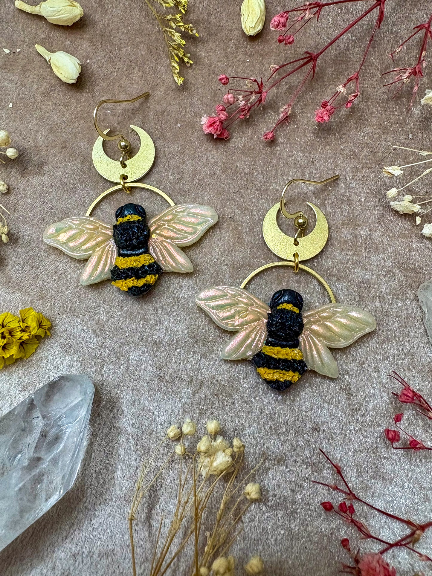 Iridescent Bee Earrings