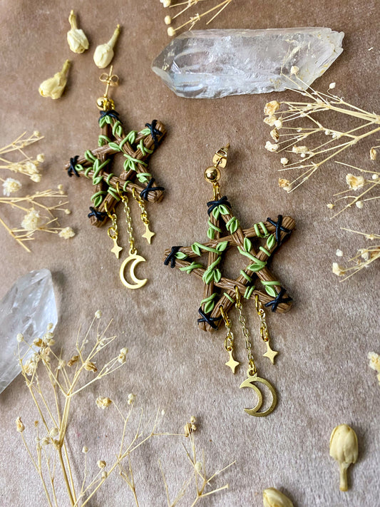 Vine Wrapped Pentacle Earrings