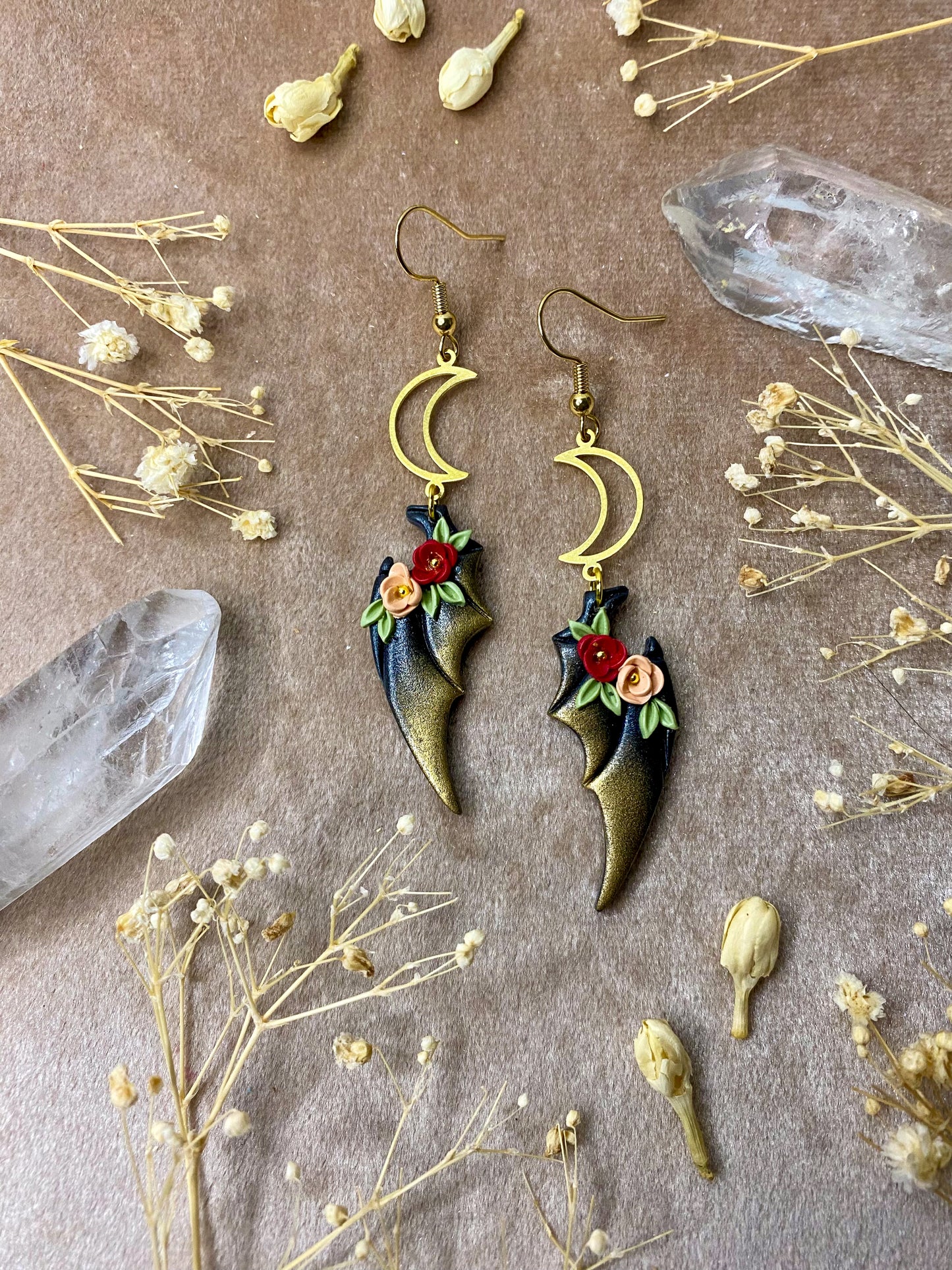 Floral Dragon Wing Earrings