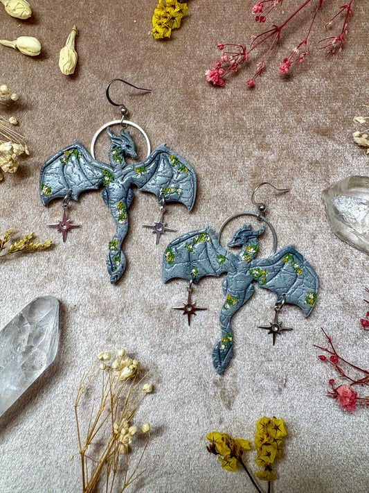 Stone Outstretched Dragon Earrings