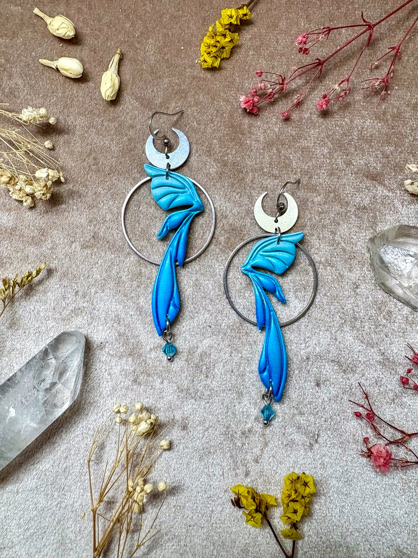Gemstone Fairy Wing Earrings - Sapphire