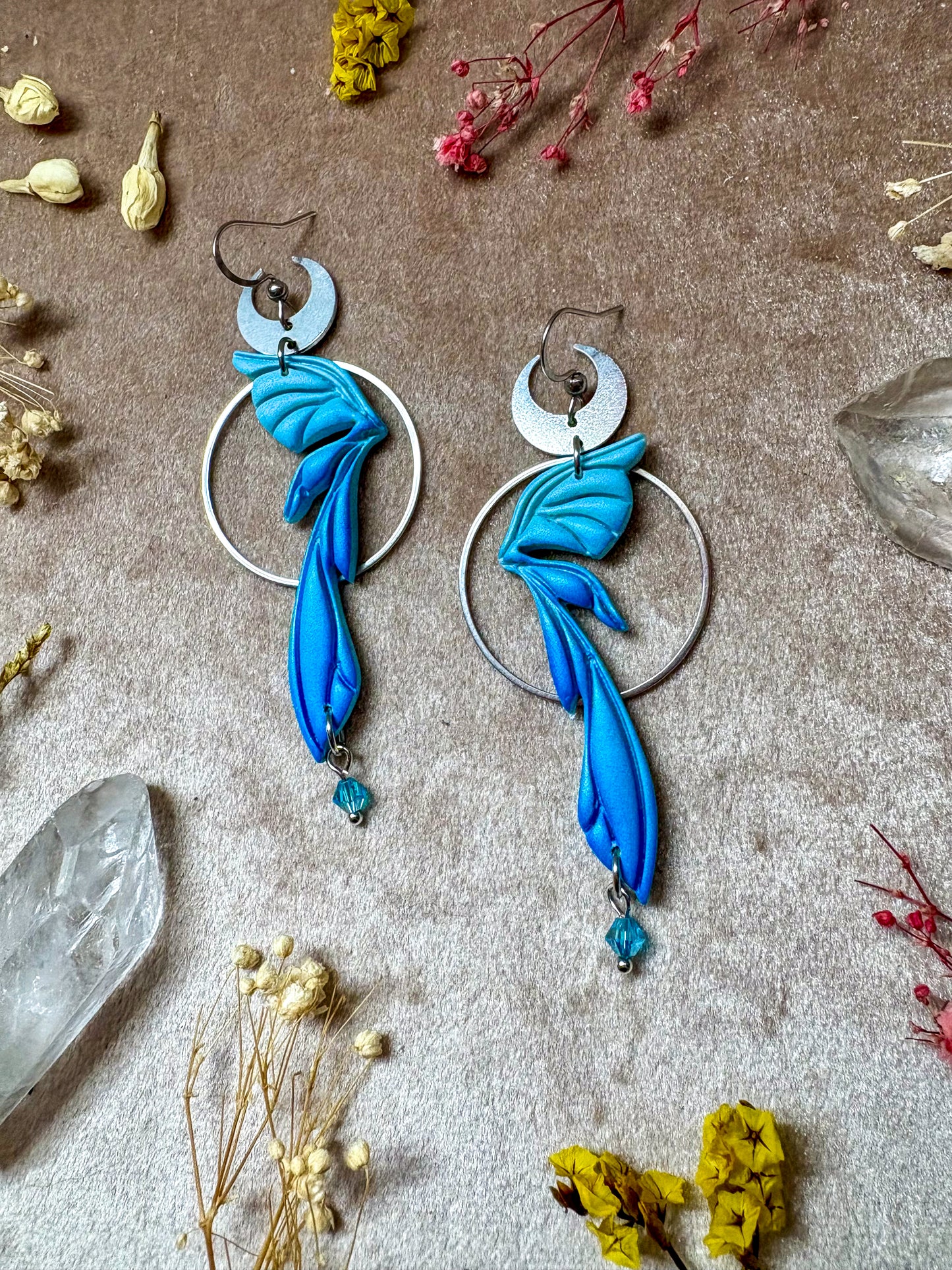 Gemstone Fairy Wing Earrings - Sapphire