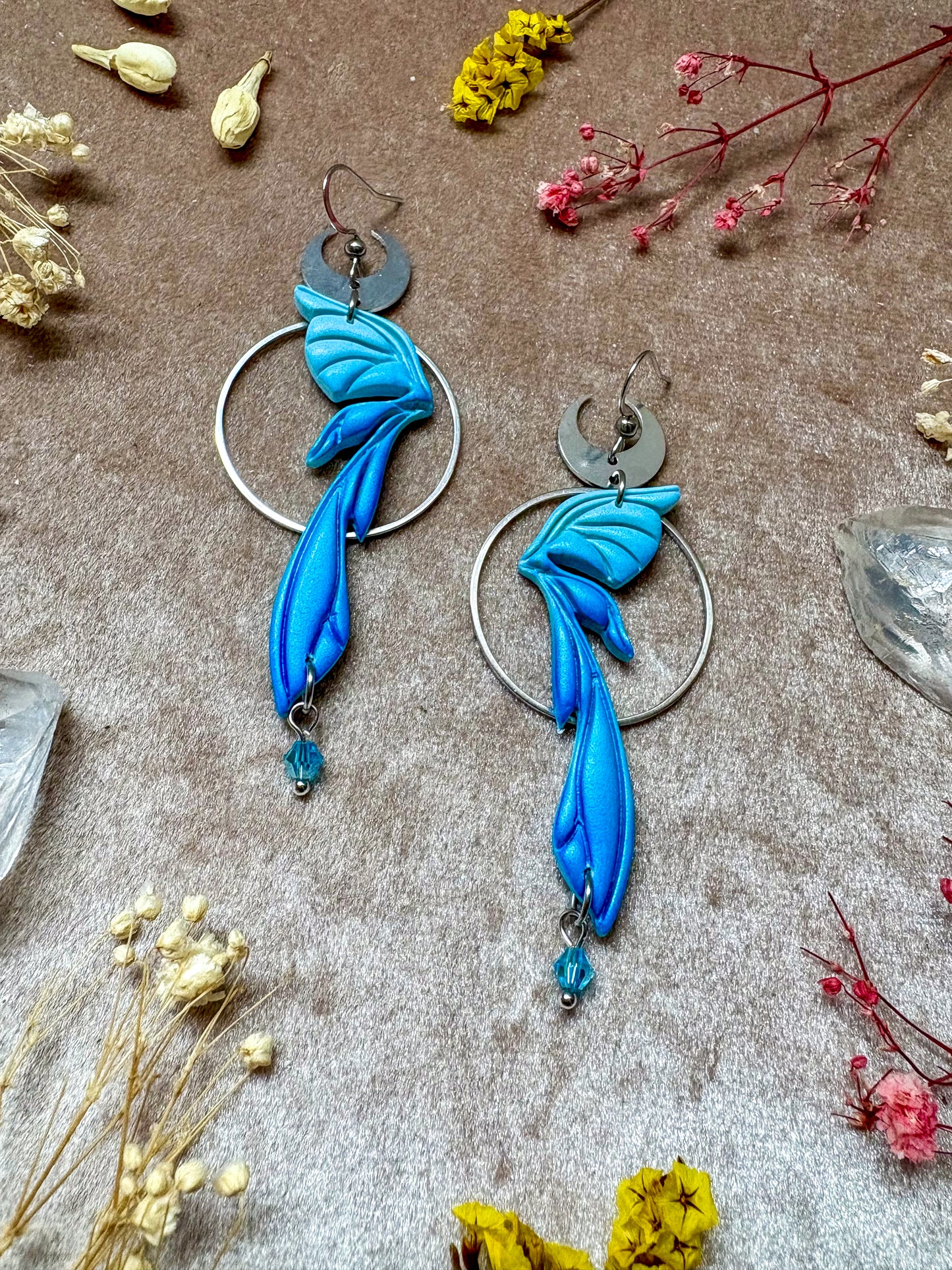 Gemstone Fairy Wing Earrings - Sapphire