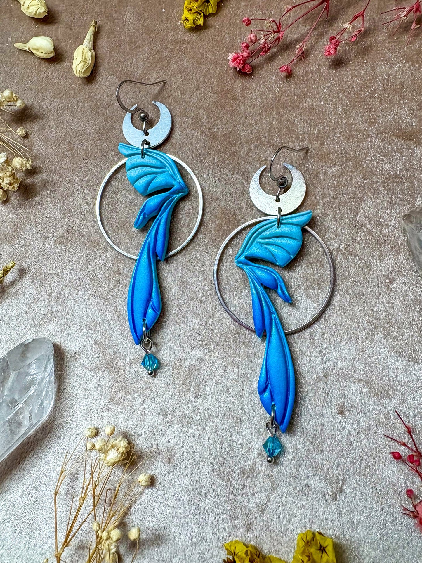 Gemstone Fairy Wing Earrings - Sapphire