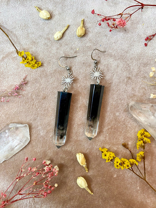 Onyx Energy Crystal Earrings - Silver