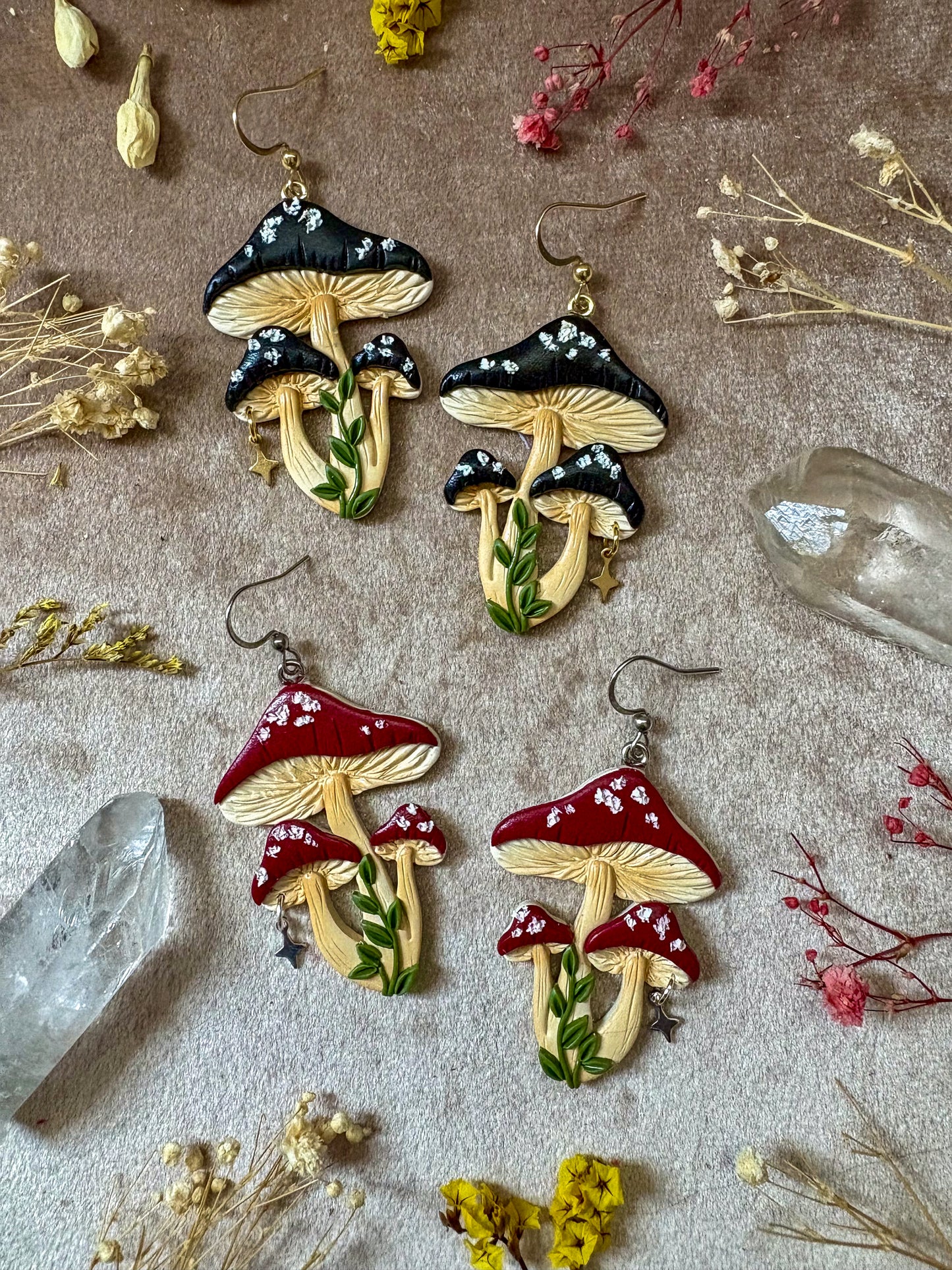 Triple Mushroom Earrings