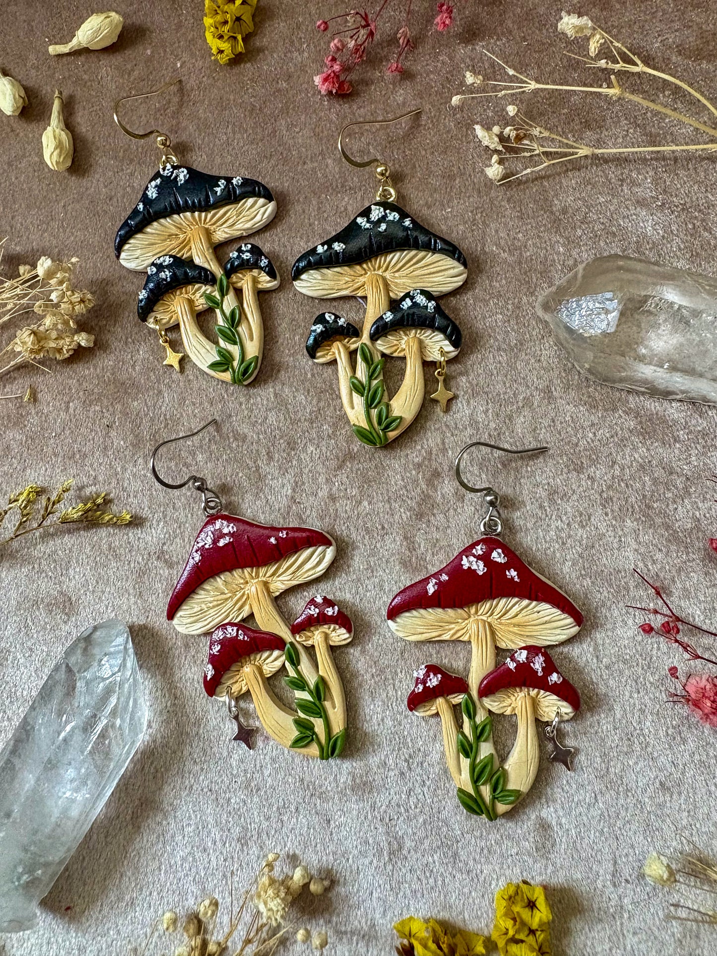 Triple Mushroom Earrings