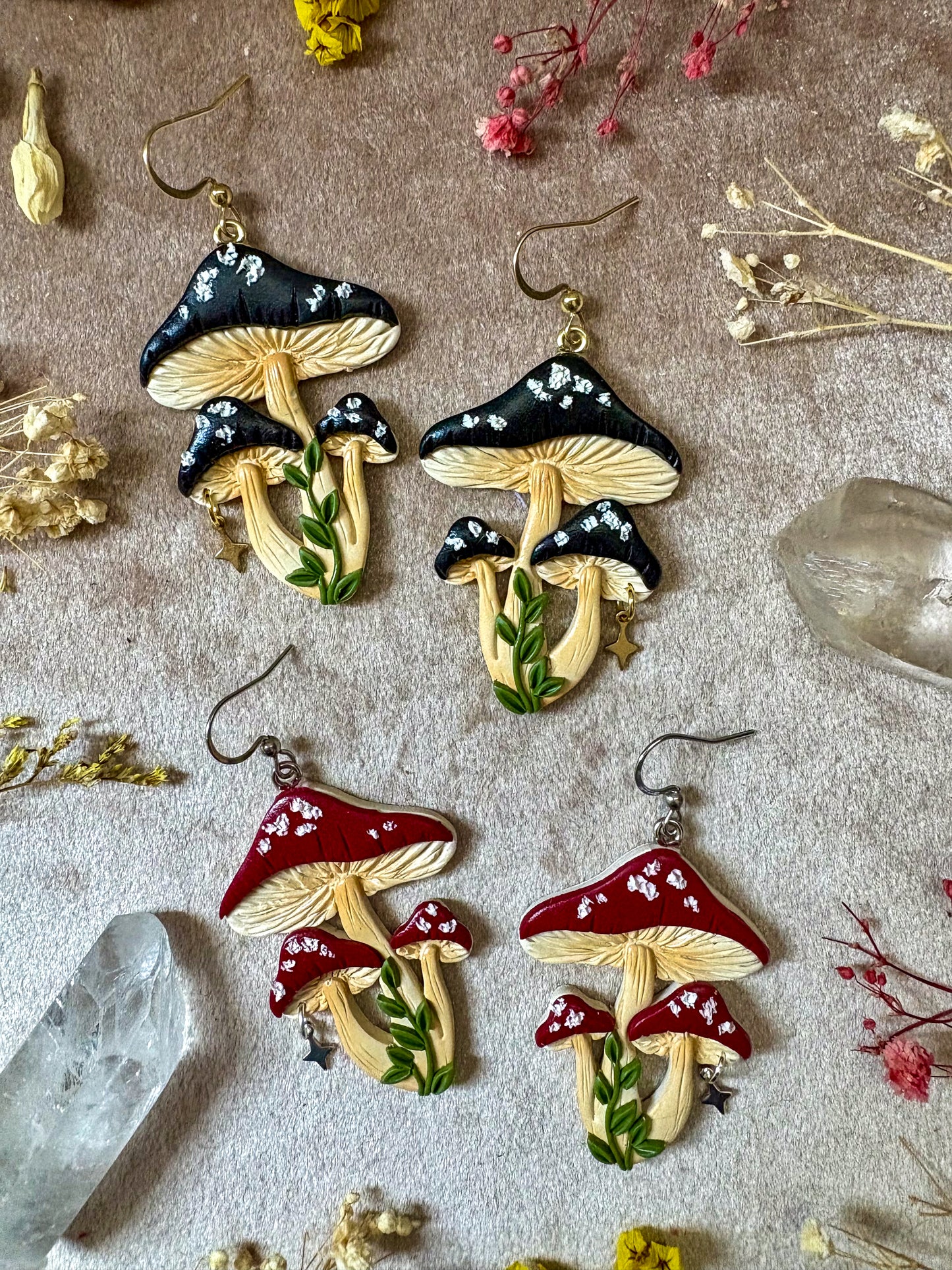 Triple Mushroom Earrings
