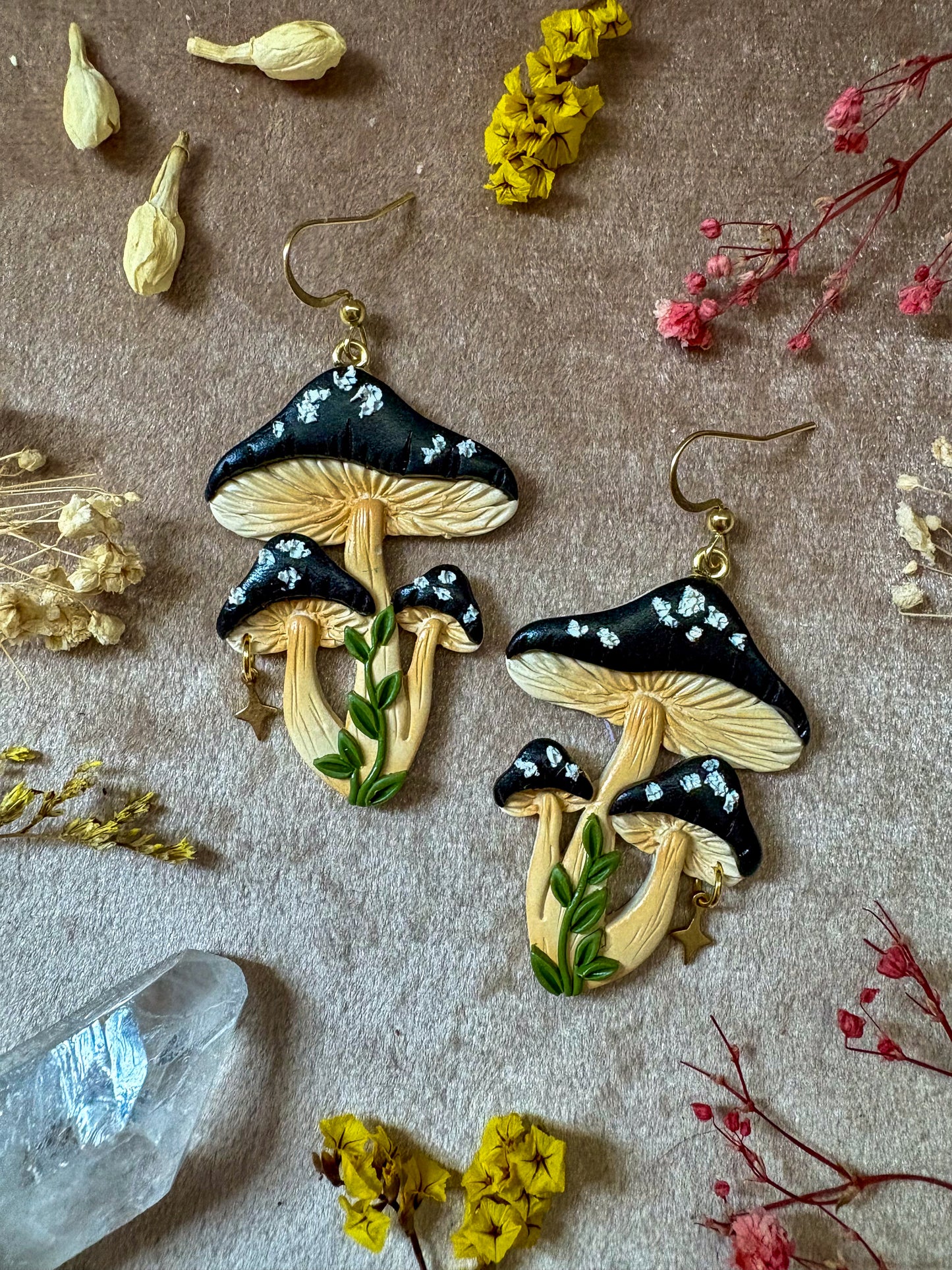 Triple Mushroom Earrings