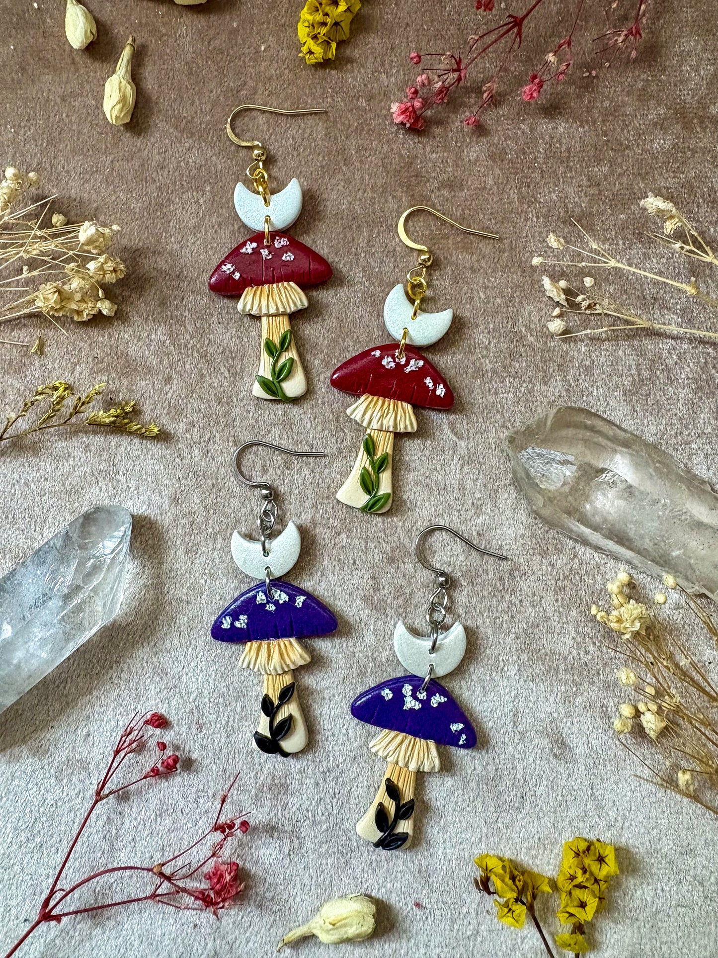 Lunar Mushroom Earrings