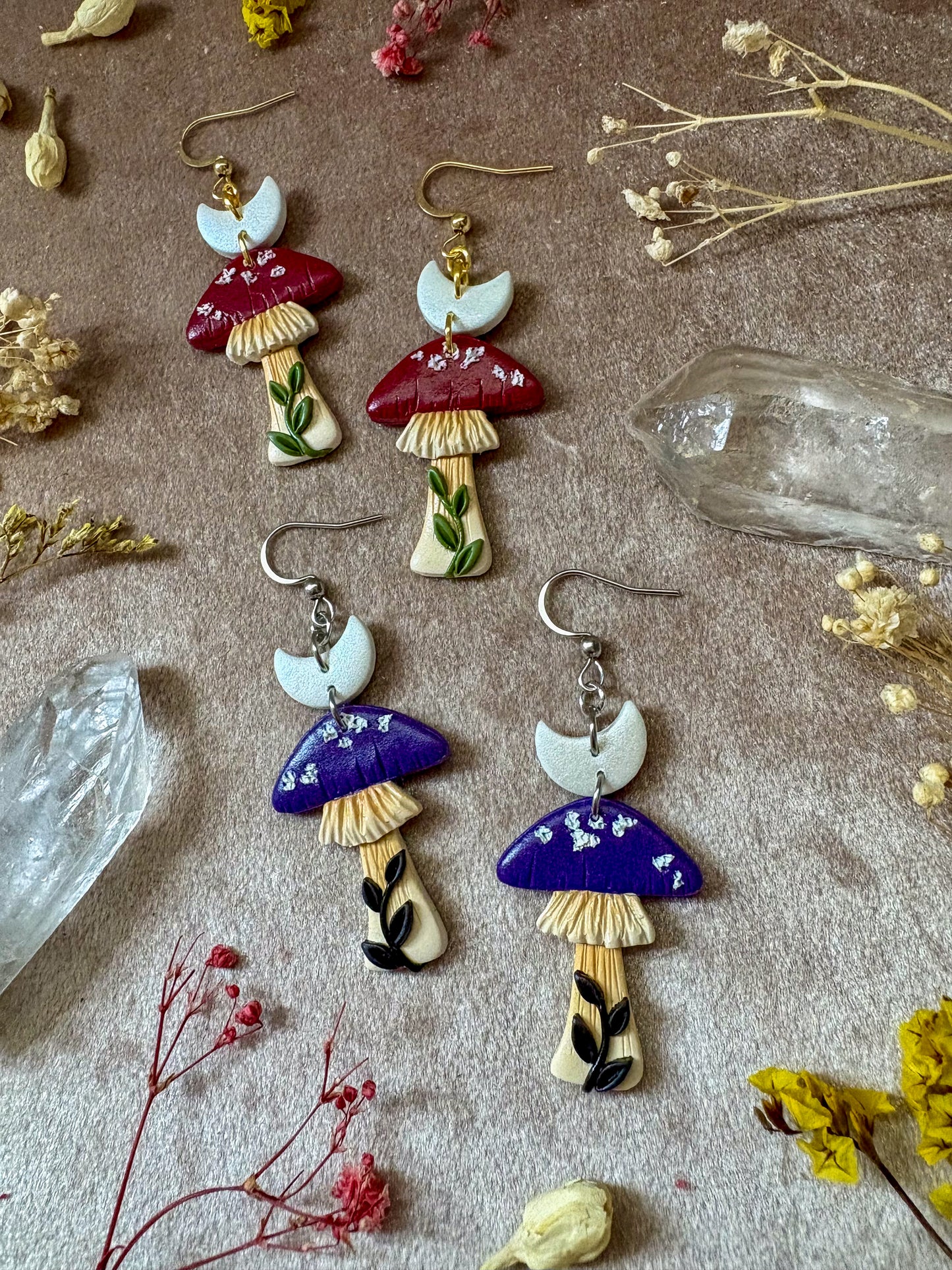 Lunar Mushroom Earrings
