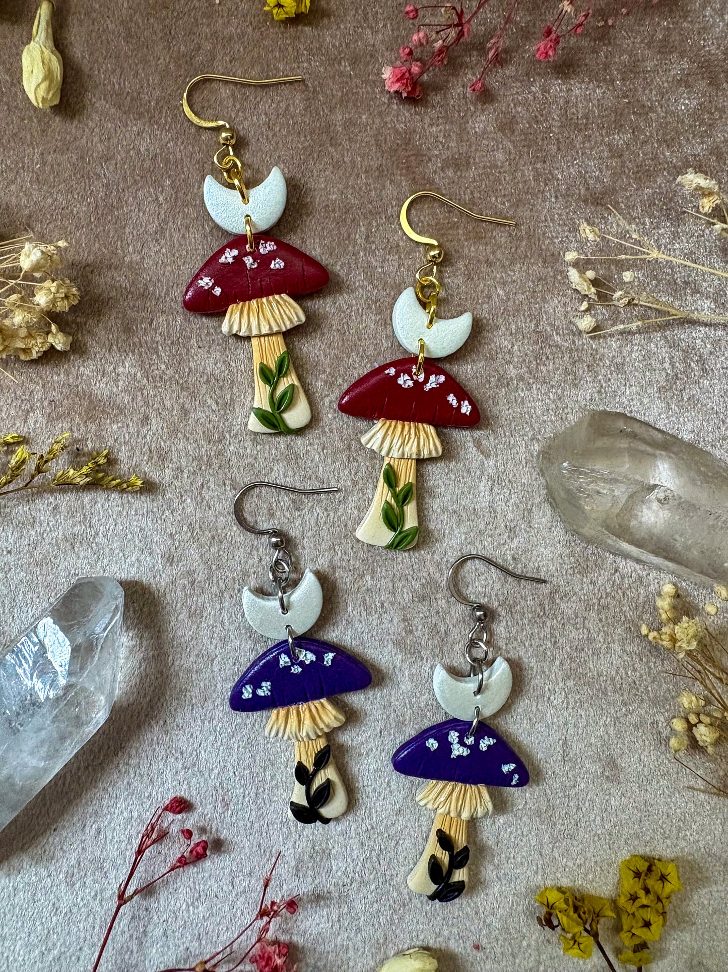 Lunar Mushroom Earrings