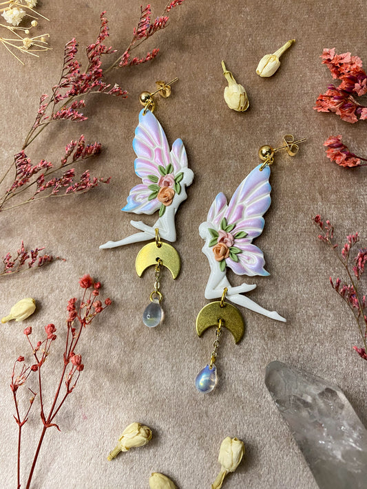 polymer clay fairy fantasy earrings