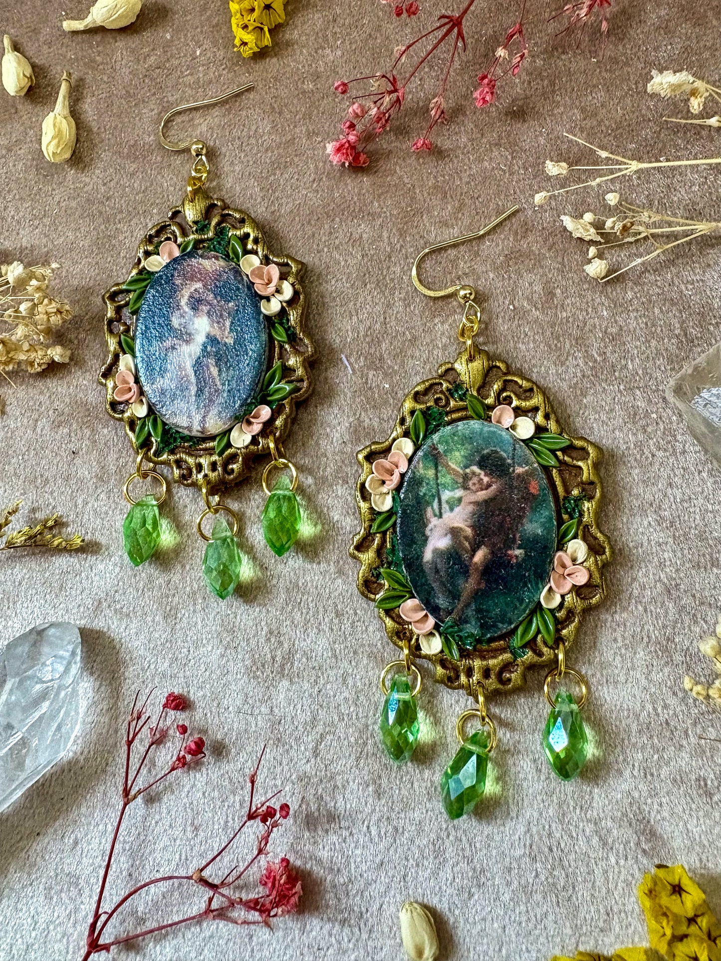 Cot's "Springtime," and "The Storm" Painting Earrings