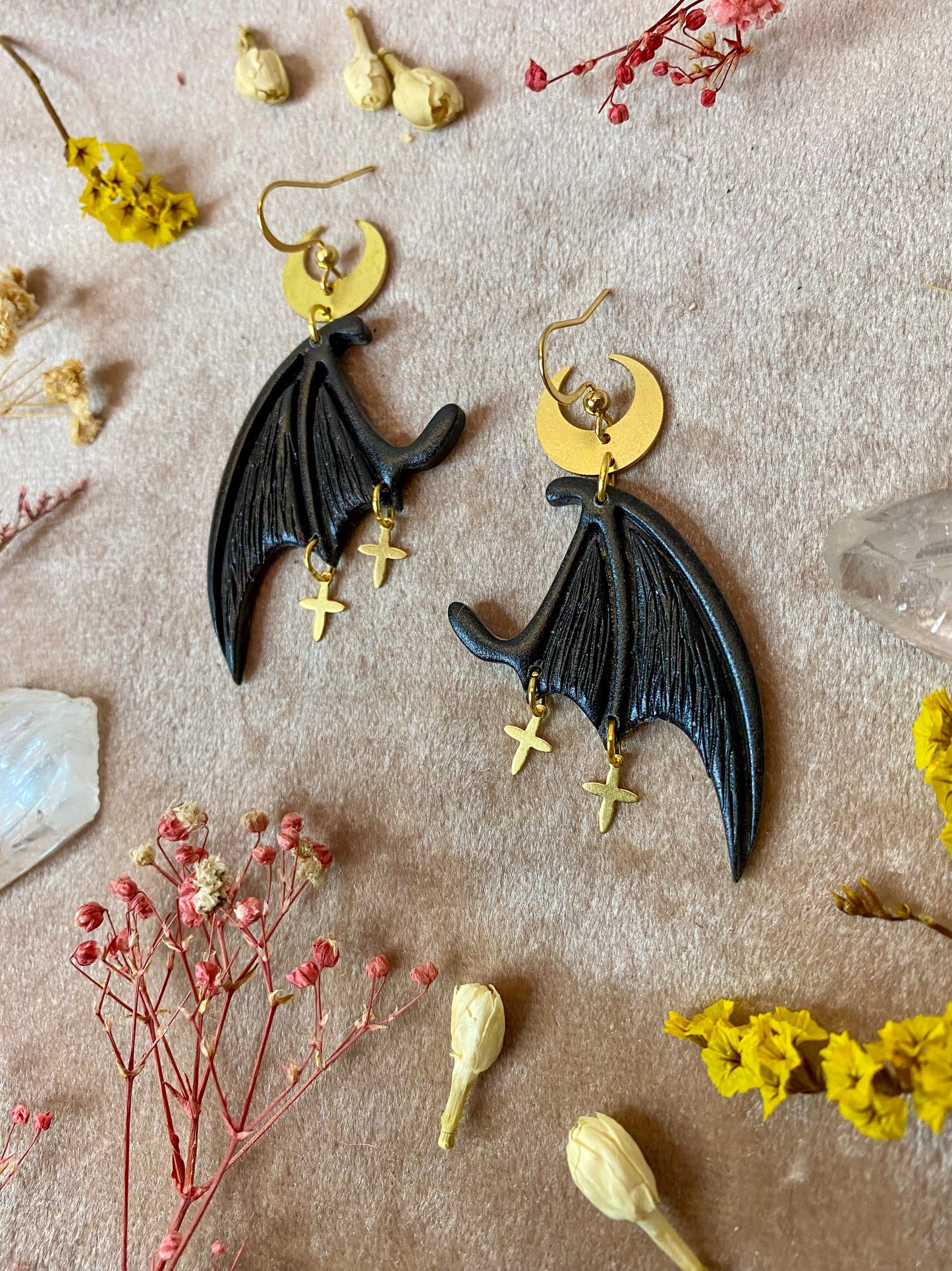 Dragon Wing Earrings - Black