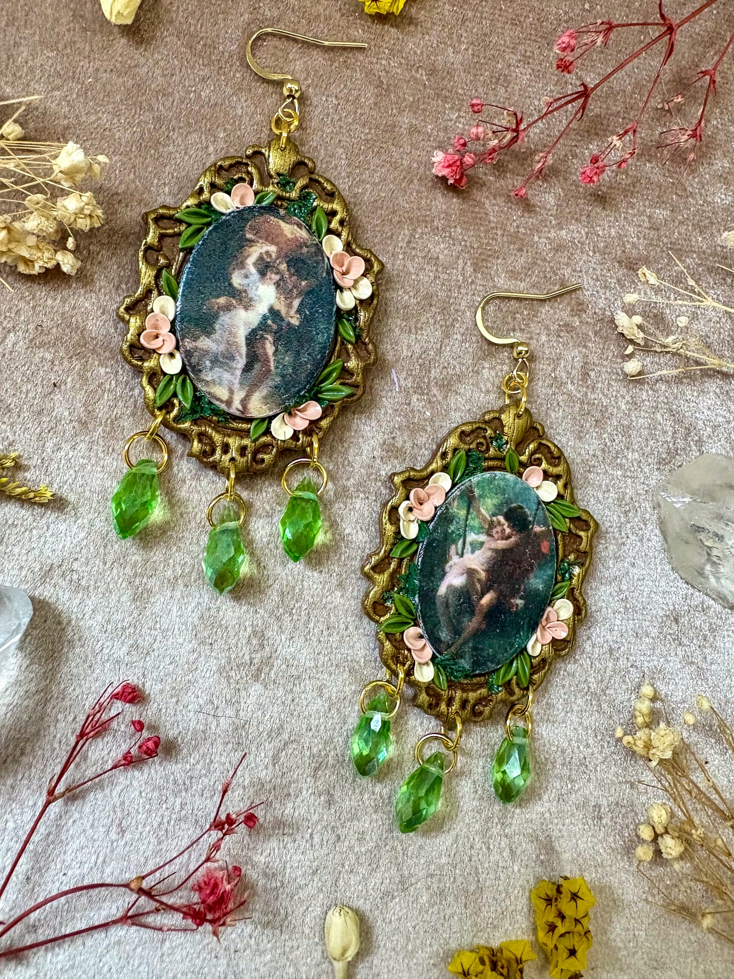 Cot's "Springtime," and "The Storm" Painting Earrings
