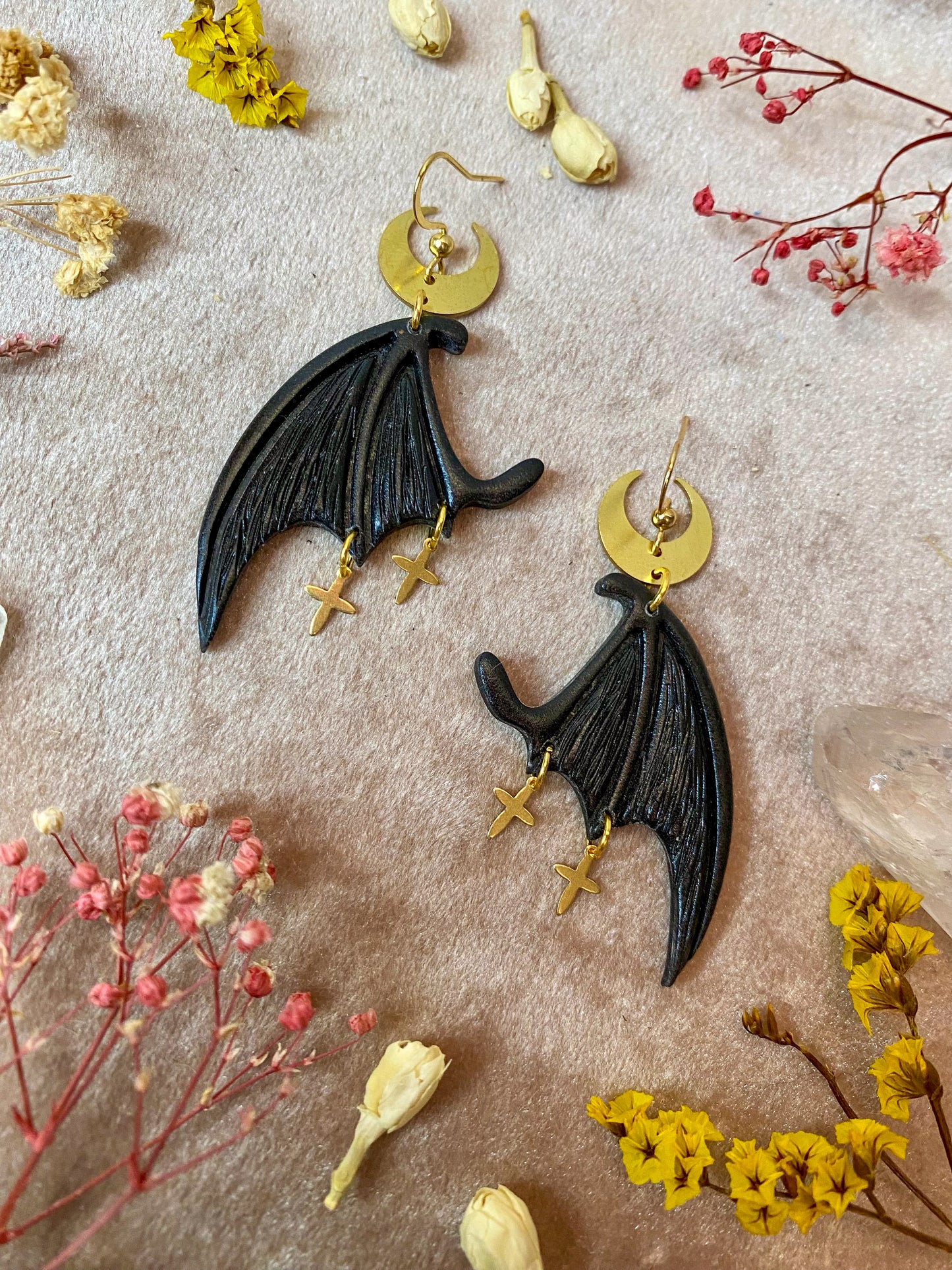 Dragon Wing Earrings - Black