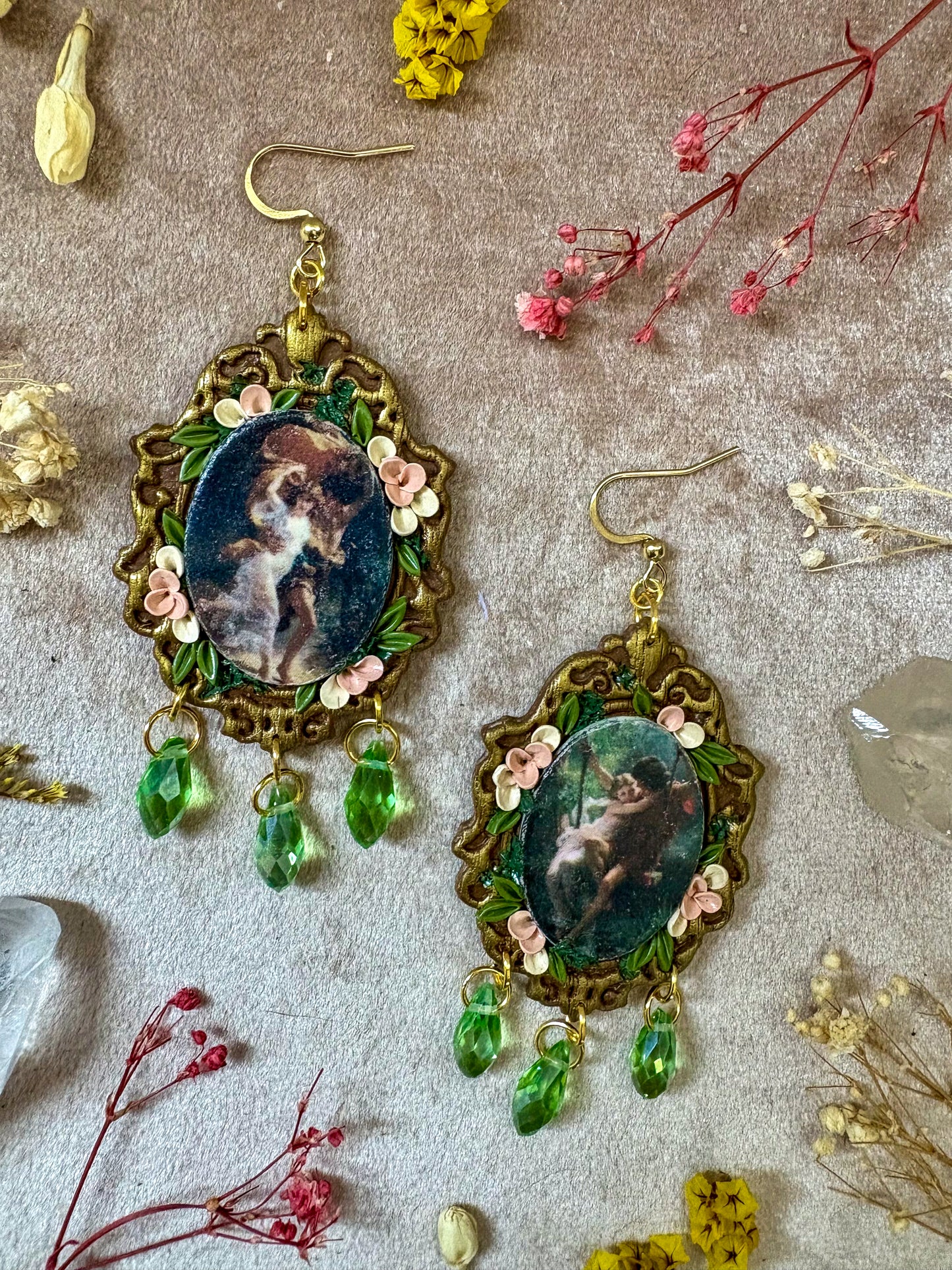 Cot's "Springtime," and "The Storm" Painting Earrings