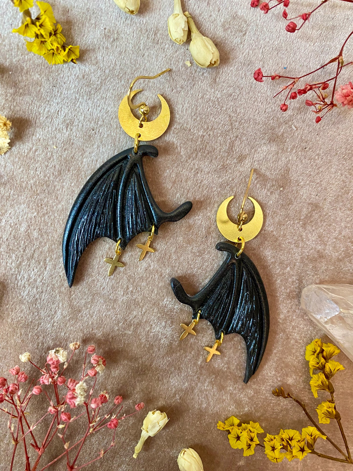 Dragon Wing Earrings - Black