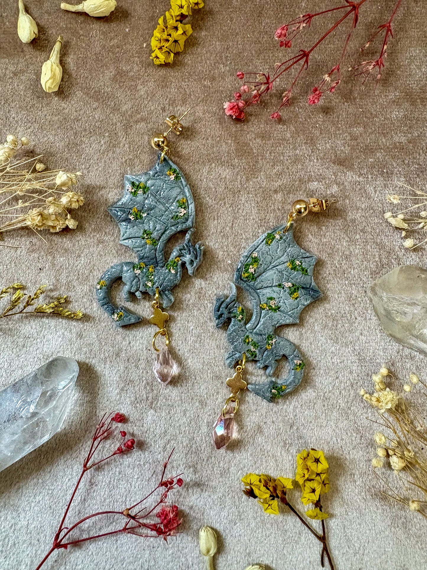 Stone Perch Dragon Earrings