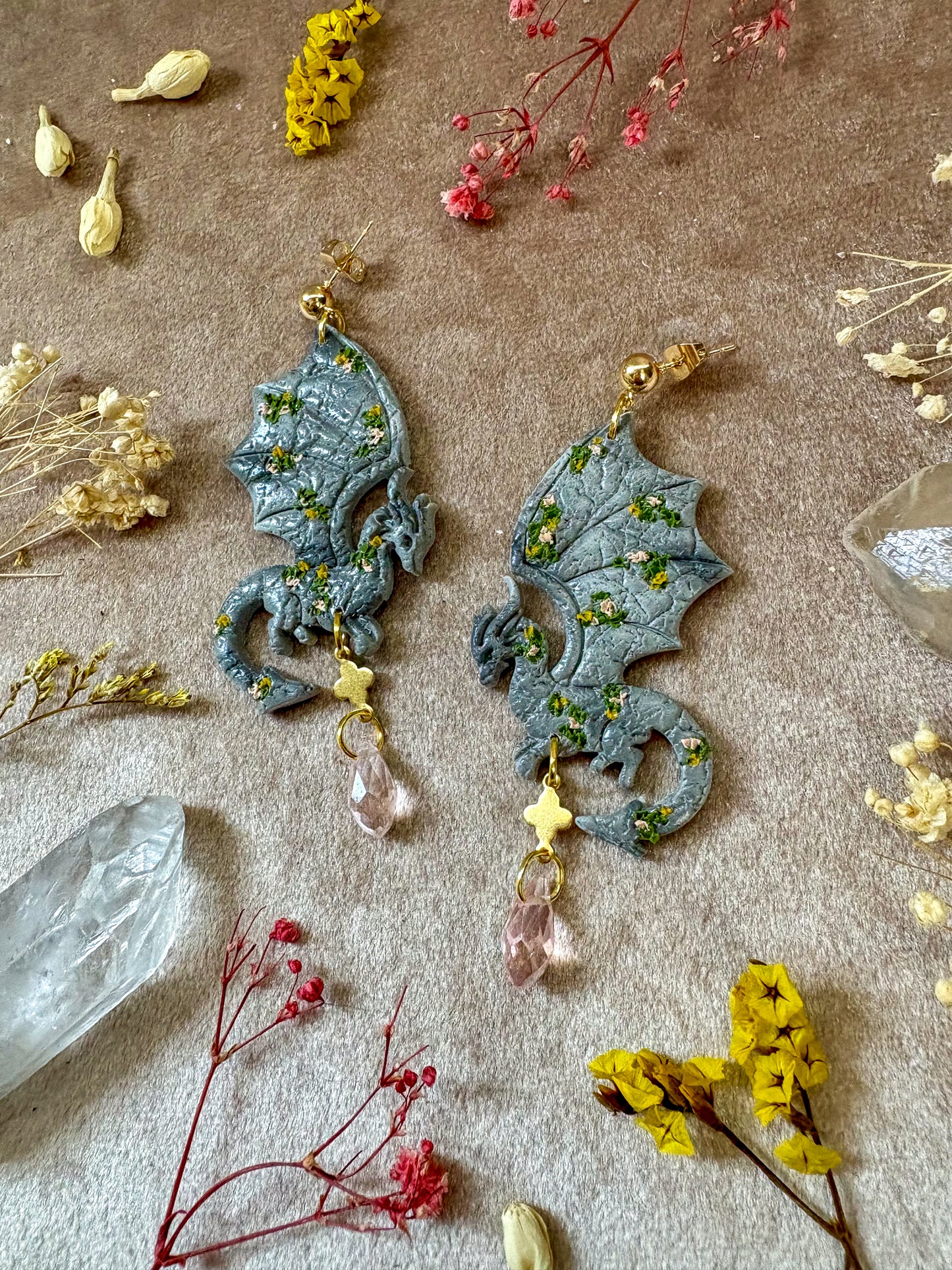 Stone Perch Dragon Earrings