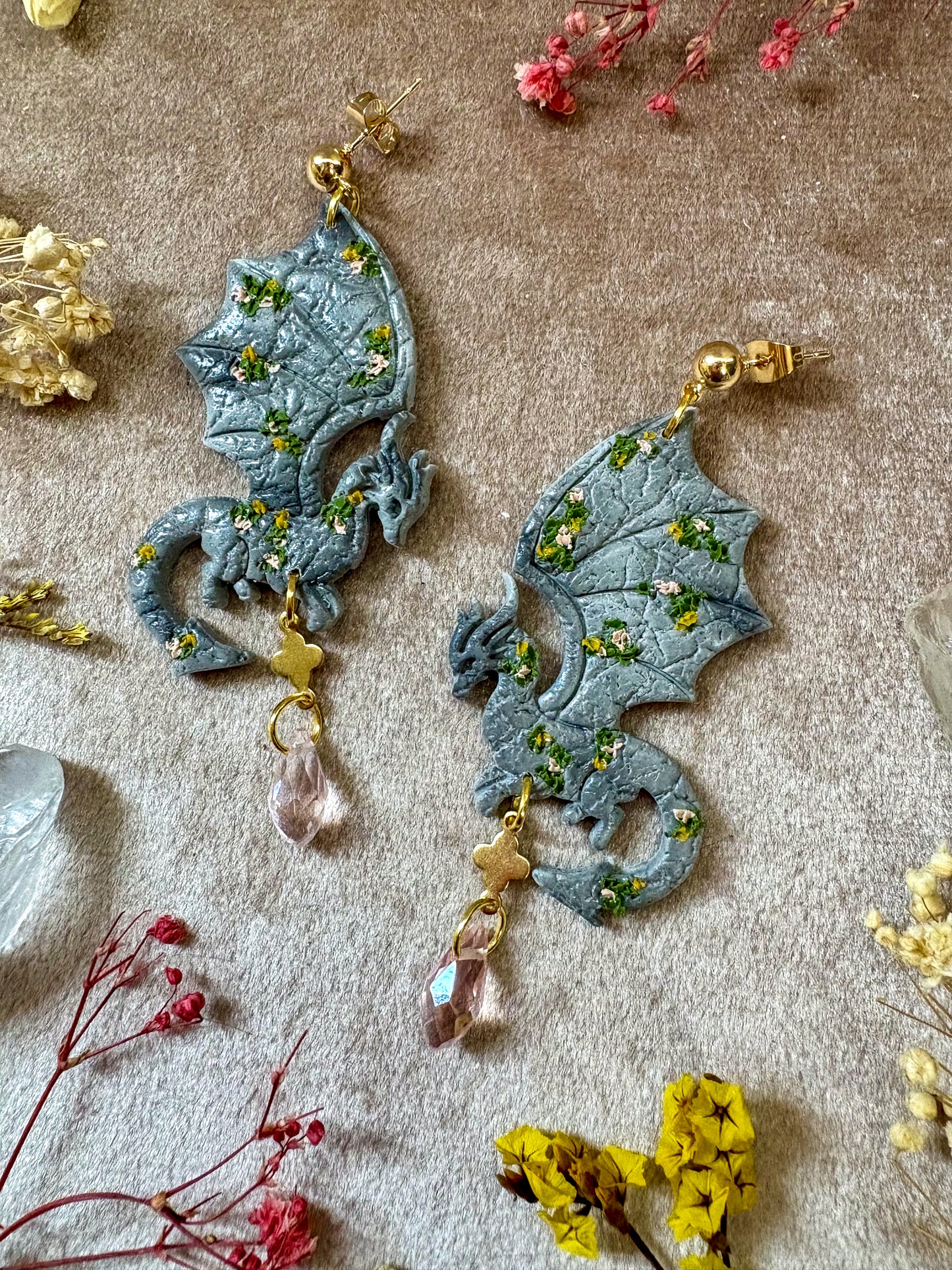 Stone Perch Dragon Earrings