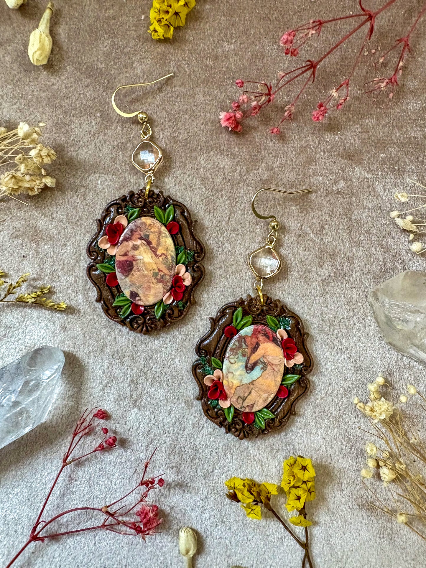 Mucha's "Summer" and "Fall" Painting Earrings