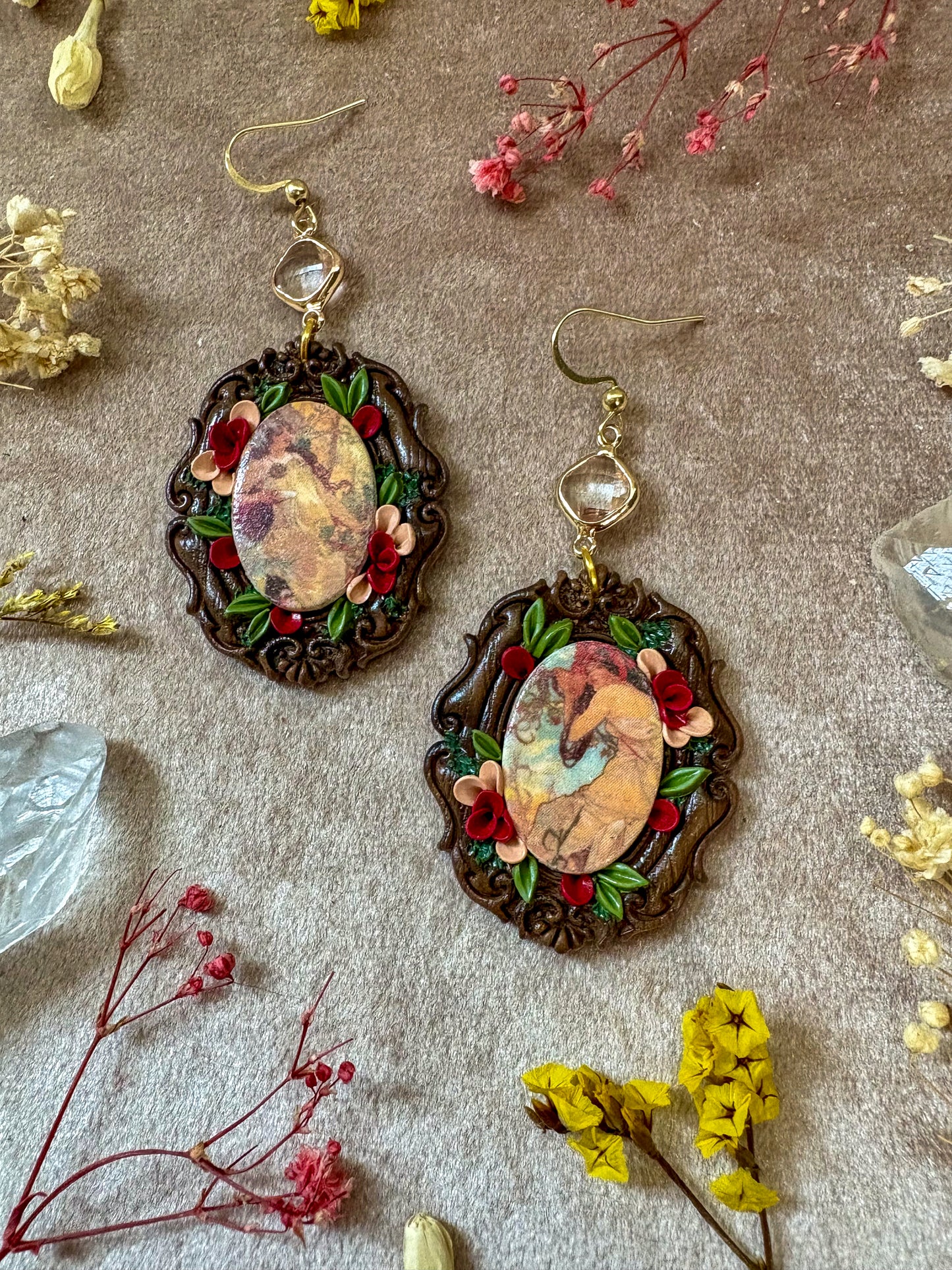 Mucha's "Summer" and "Fall" Painting Earrings