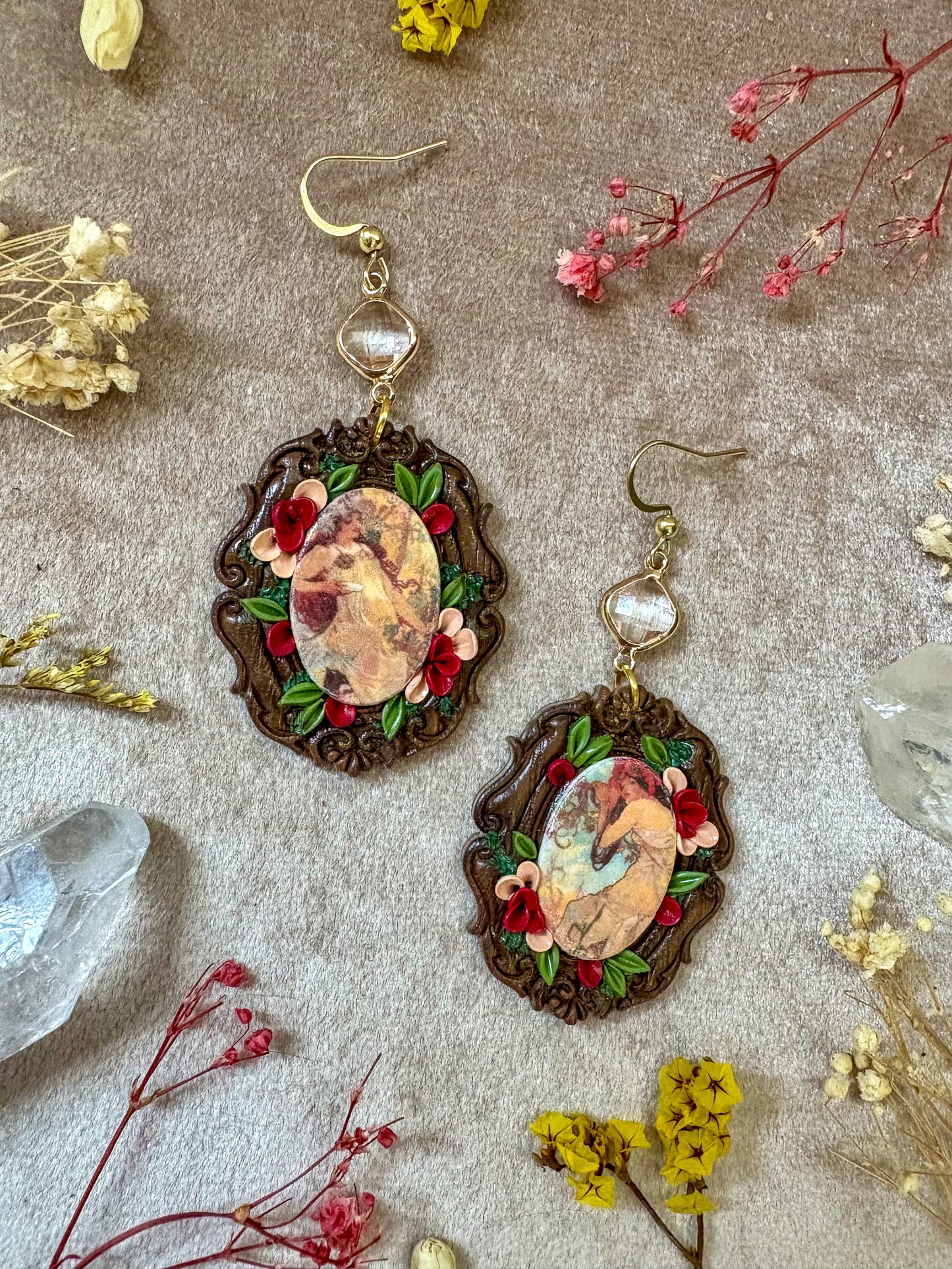 Mucha's "Summer" and "Fall" Painting Earrings