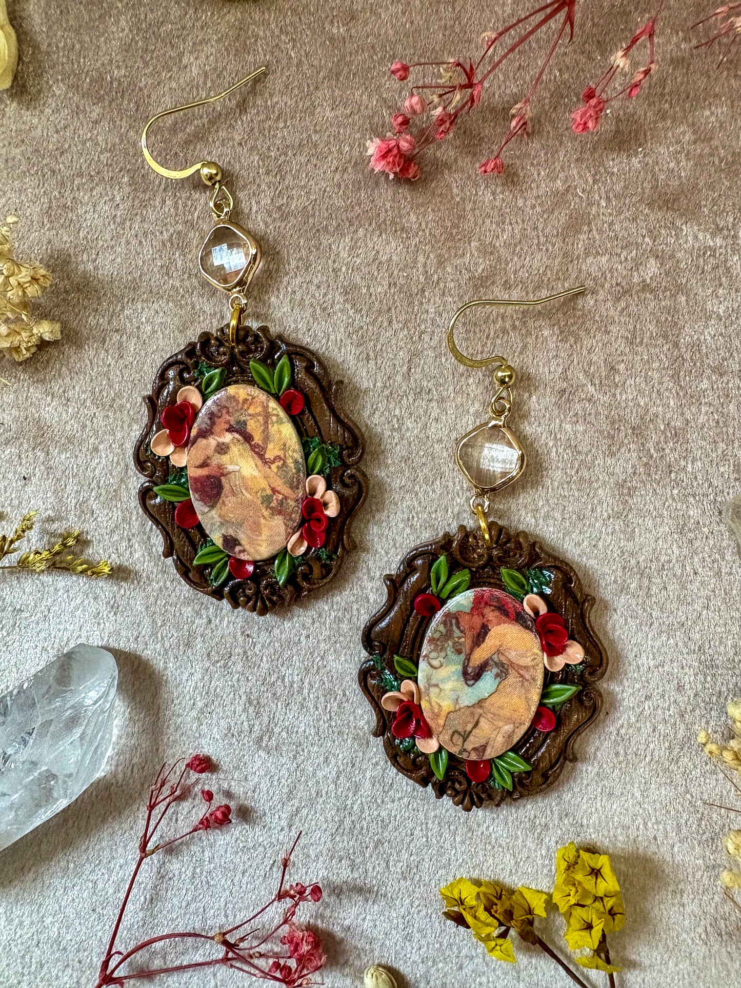 Mucha's "Summer" and "Fall" Painting Earrings