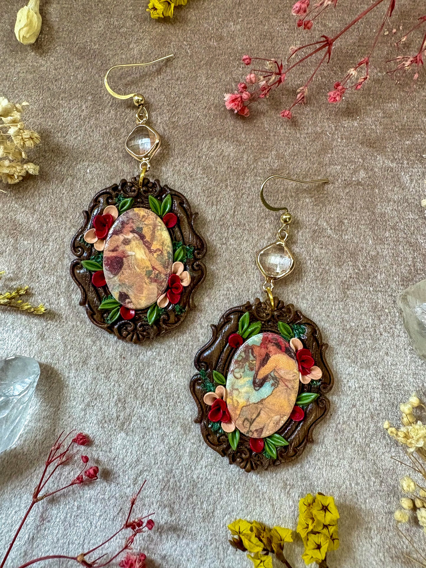 Mucha's "Summer" and "Fall" Painting Earrings