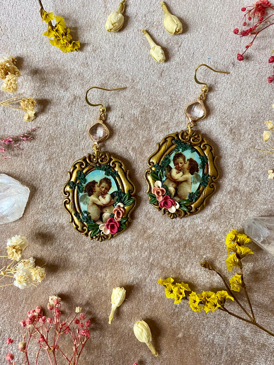 Bouguereau's "L'Amour et Psyche, enfants" Frame Earrings