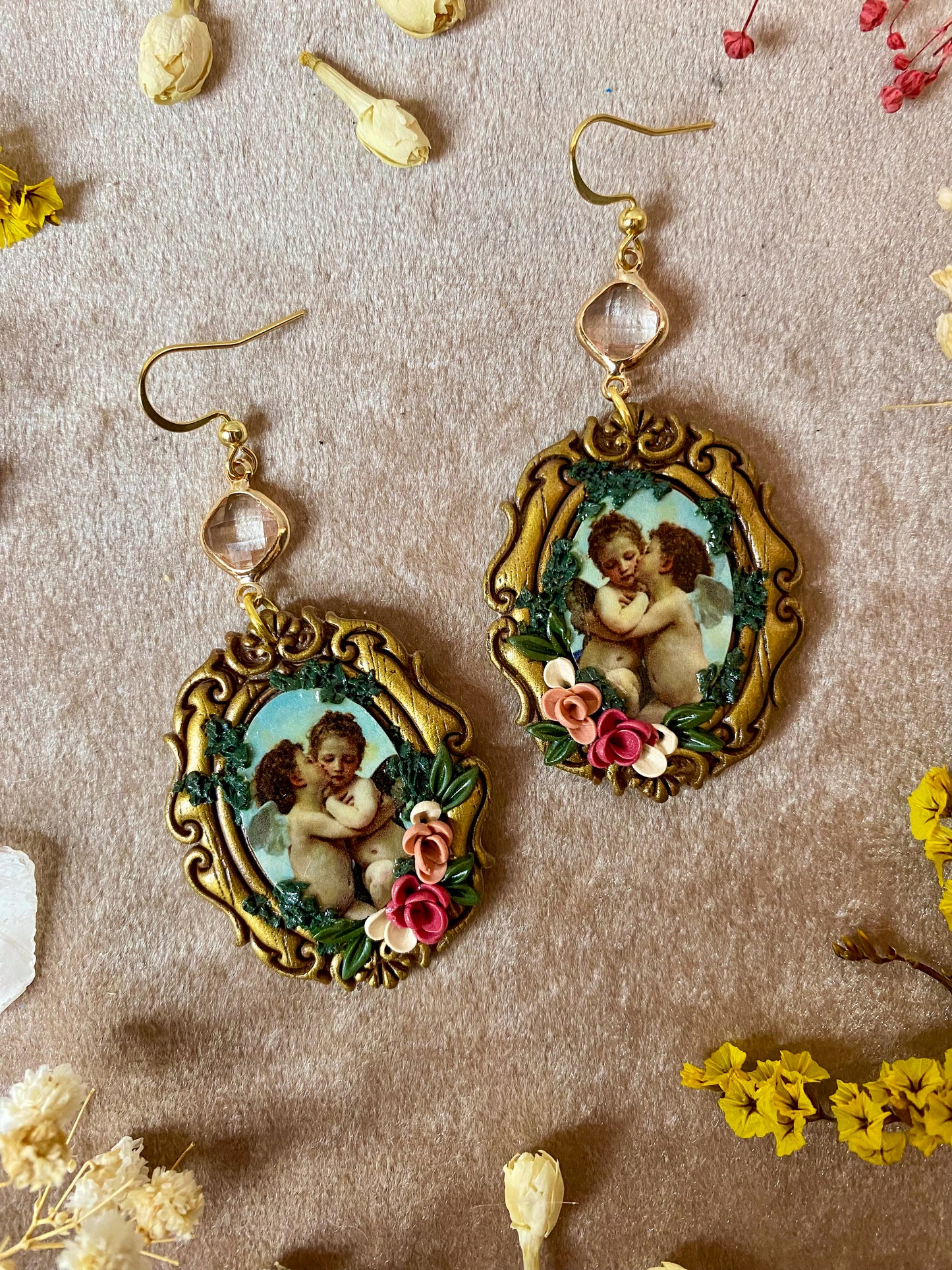 Bouguereau's "L'Amour et Psyche, enfants" Frame Earrings