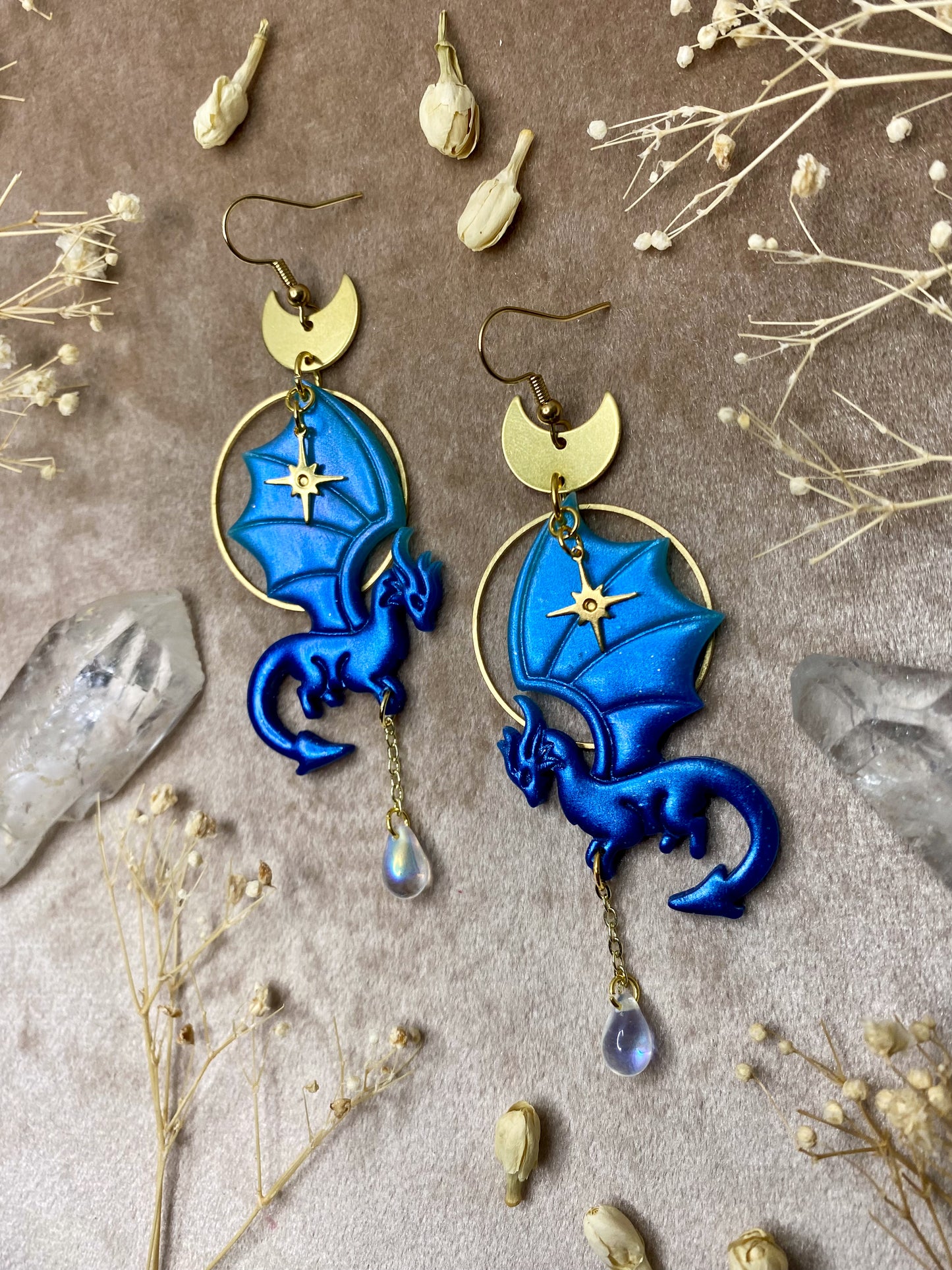 Elemental Dragon Earrings - Water