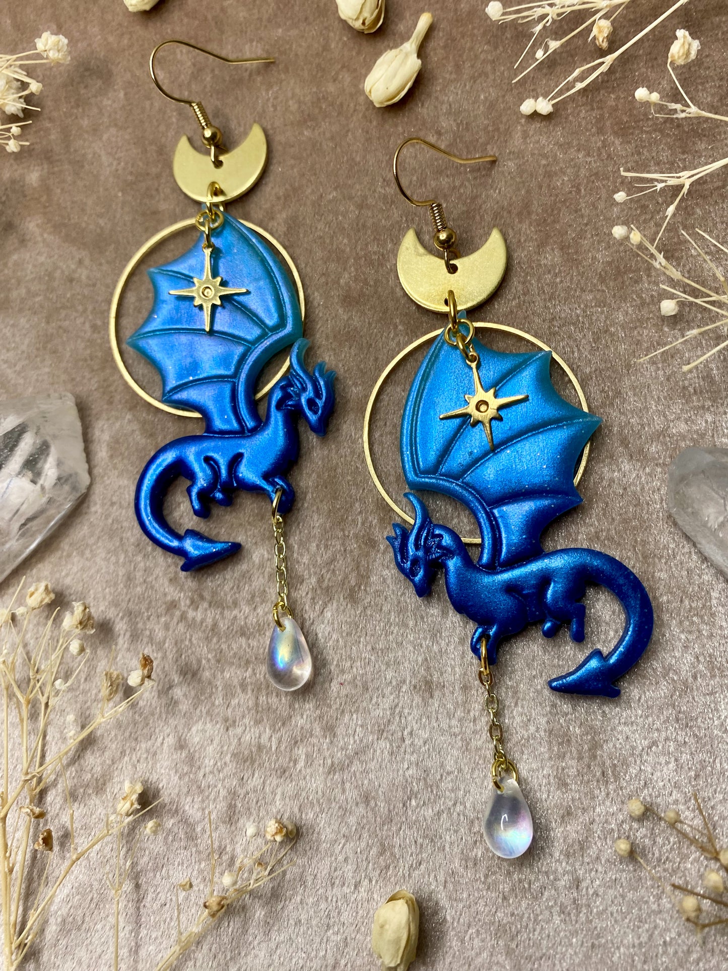 Elemental Dragon Earrings - Water