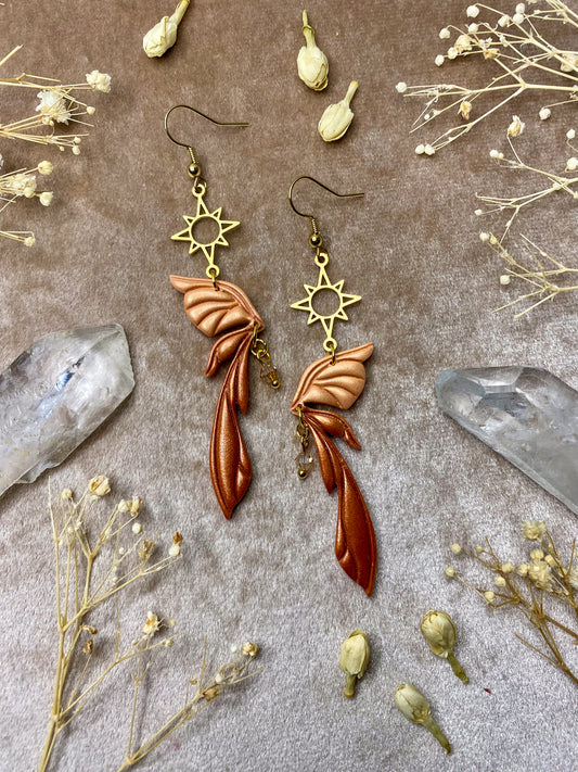 polymer clay fairy wing fantasy dangle earrings
