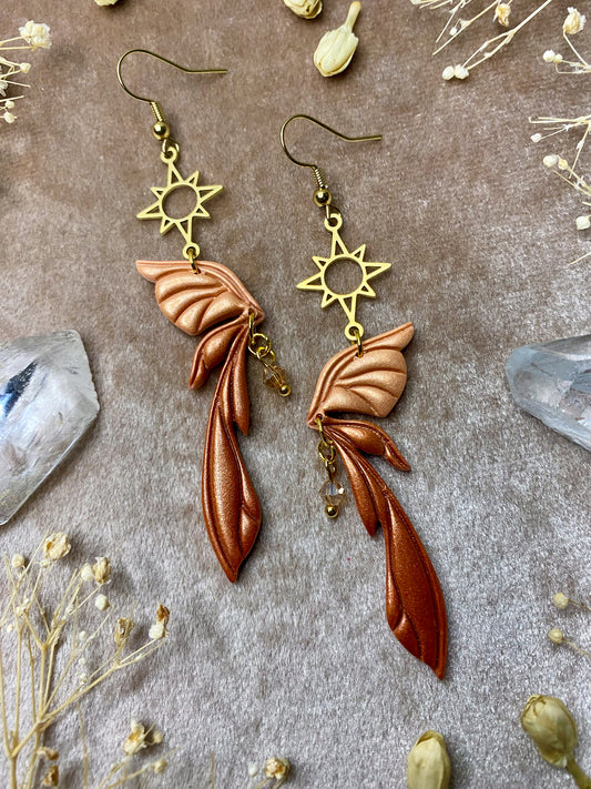 Gemstone Fairy Wing Earrings - Goldstone
