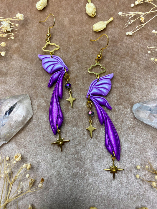 Gemstone Fairy Wing Earrings - Amethyst