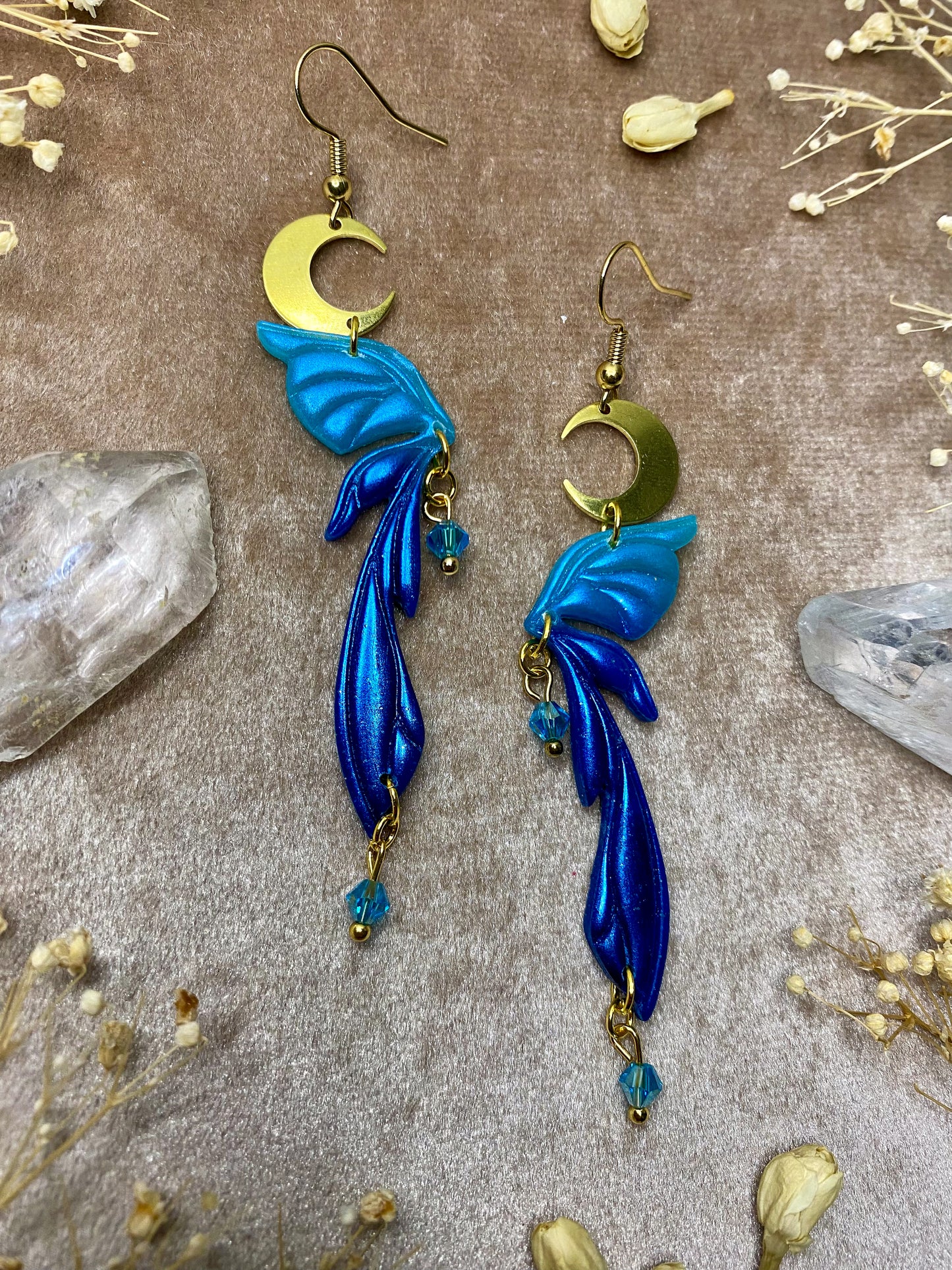 Gemstone Fairy Wing Earrings - Sapphire