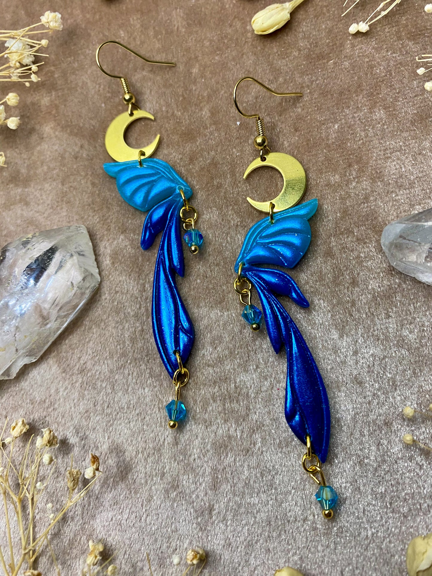 Gemstone Fairy Wing Earrings - Sapphire