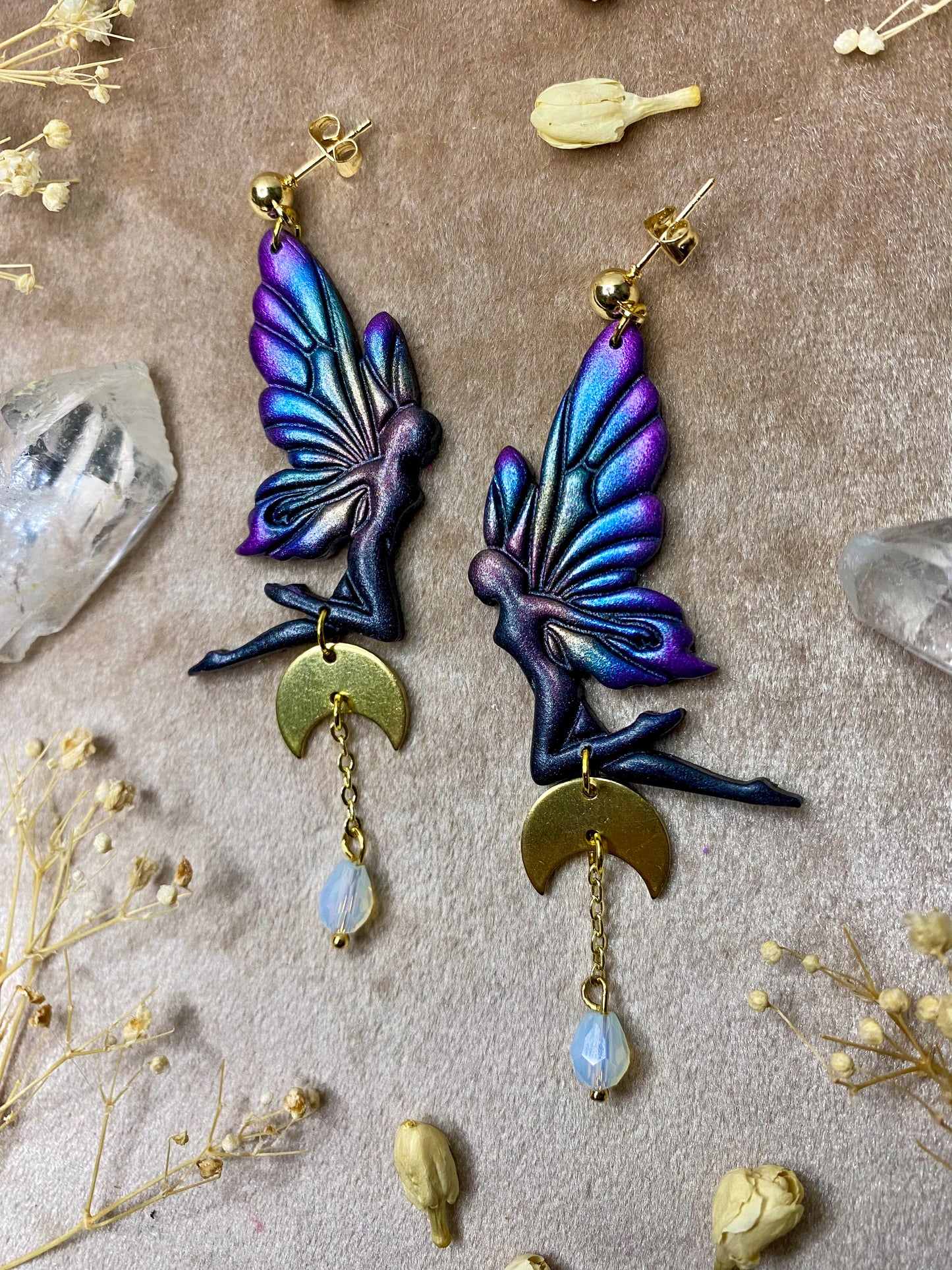 Black Rainbow Fairy Earrings