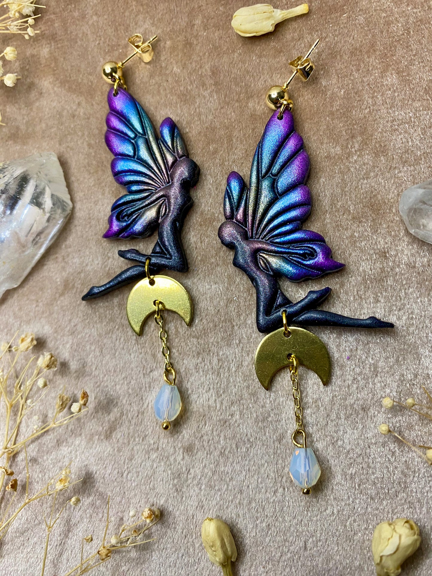 Black Rainbow Fairy Earrings