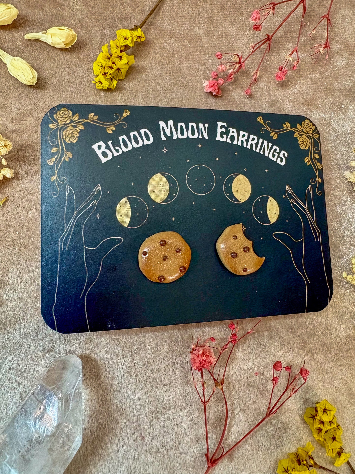 Bitten Chocolate Chip Cookie Stud Earrings